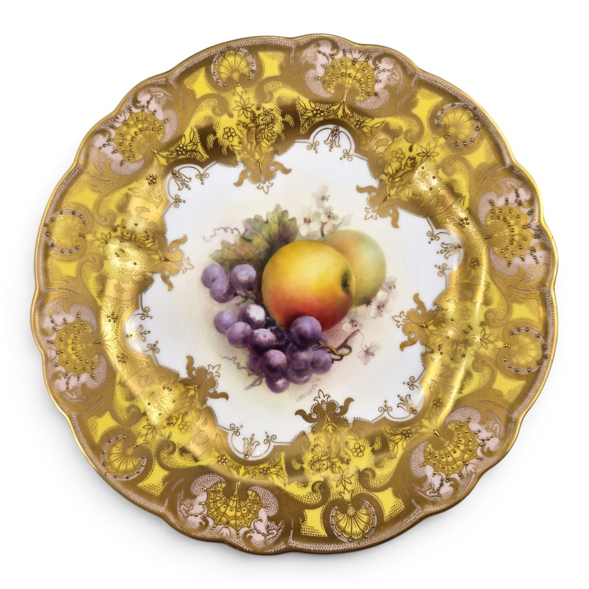 Assiette de cabinet Royal Worcester « Painted Fruit » signée Richard Sebright, 1911