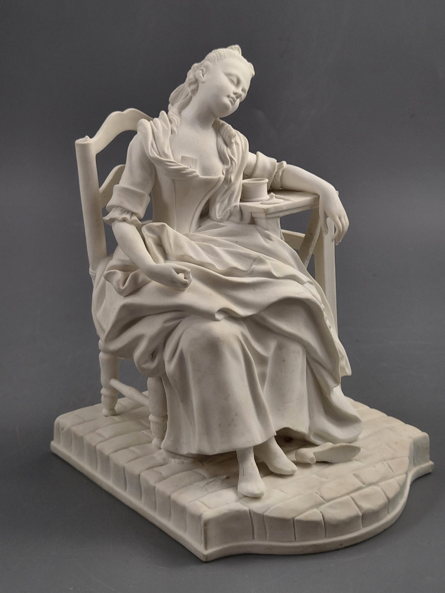 Statuette en porcelaine de Paris « La Dormeuse » d’après Michel Victor Acier, vers 1850-1880-photo-3