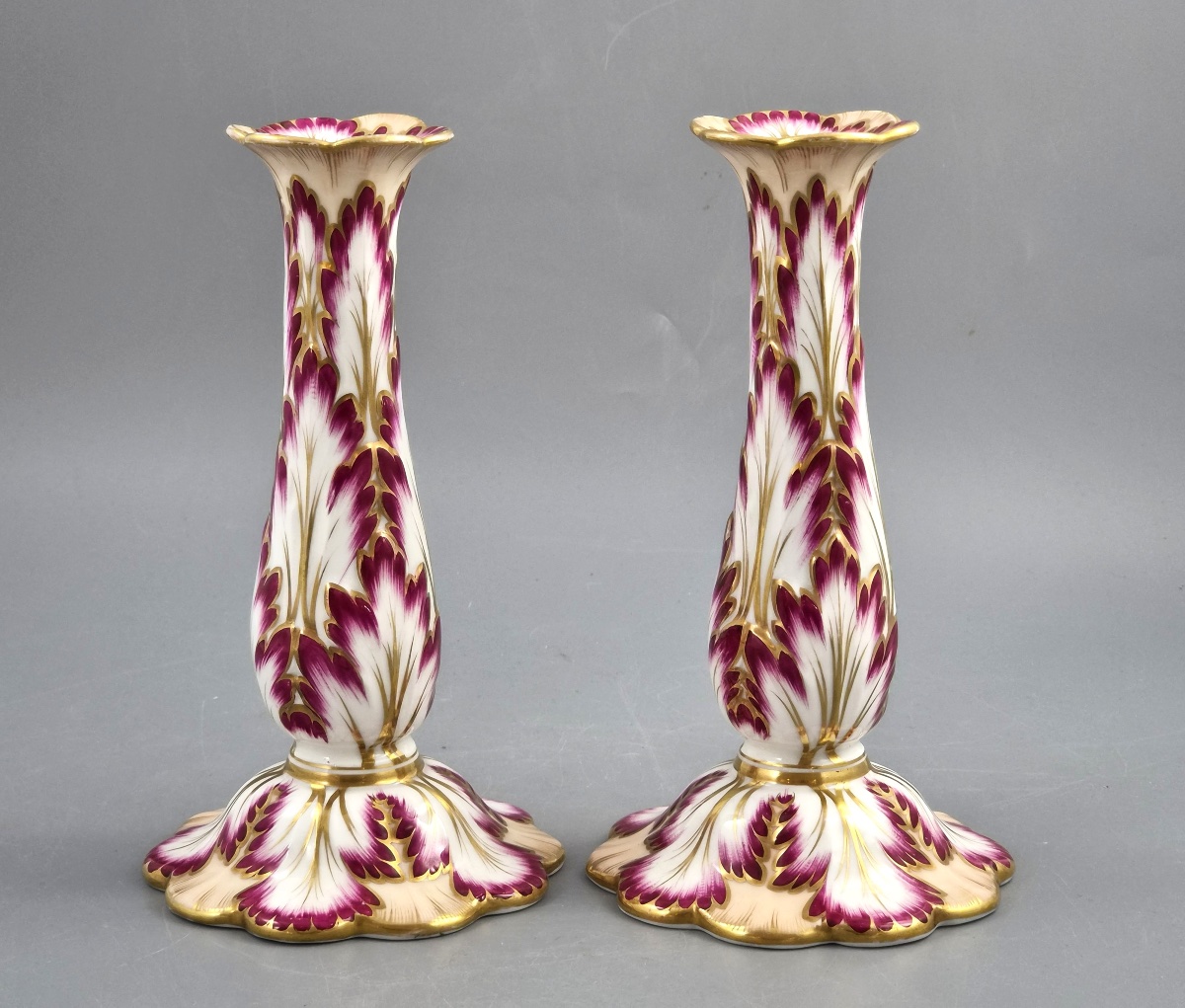Pair Of Ridgway Porcelain Candlesticks, Foliage Model, Design No. 1070, C. 1825–1830-photo-4