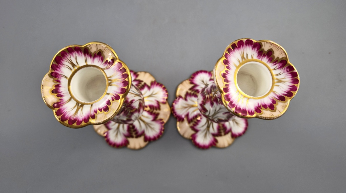 Pair Of Ridgway Porcelain Candlesticks, Foliage Model, Design No. 1070, C. 1825–1830-photo-2