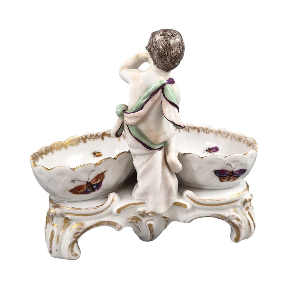 Salière double en porcelaine KPM Berlin à décor d'oiseaux, style Rococo, vers 1870-1890-photo-4