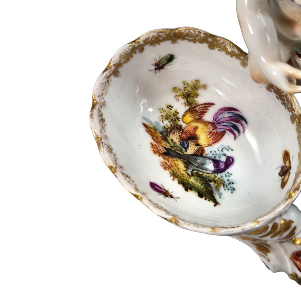 Salière double en porcelaine KPM Berlin à décor d'oiseaux, style Rococo, vers 1870-1890-photo-4