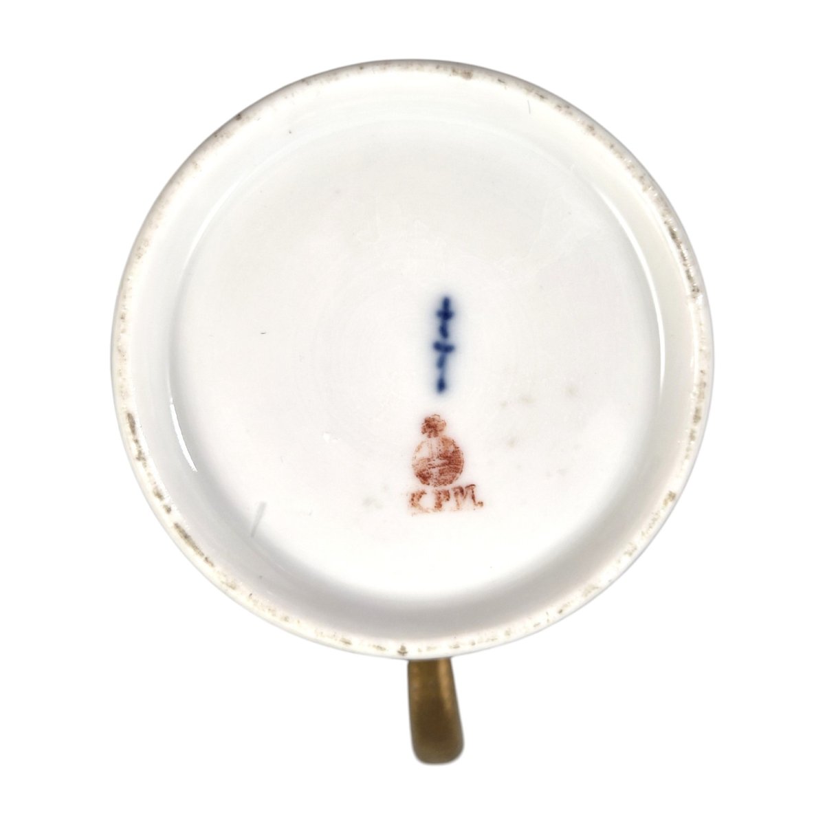 Antique Kpm Berlin Gilt Porcelain Cup And Saucer, C.1840-photo-2