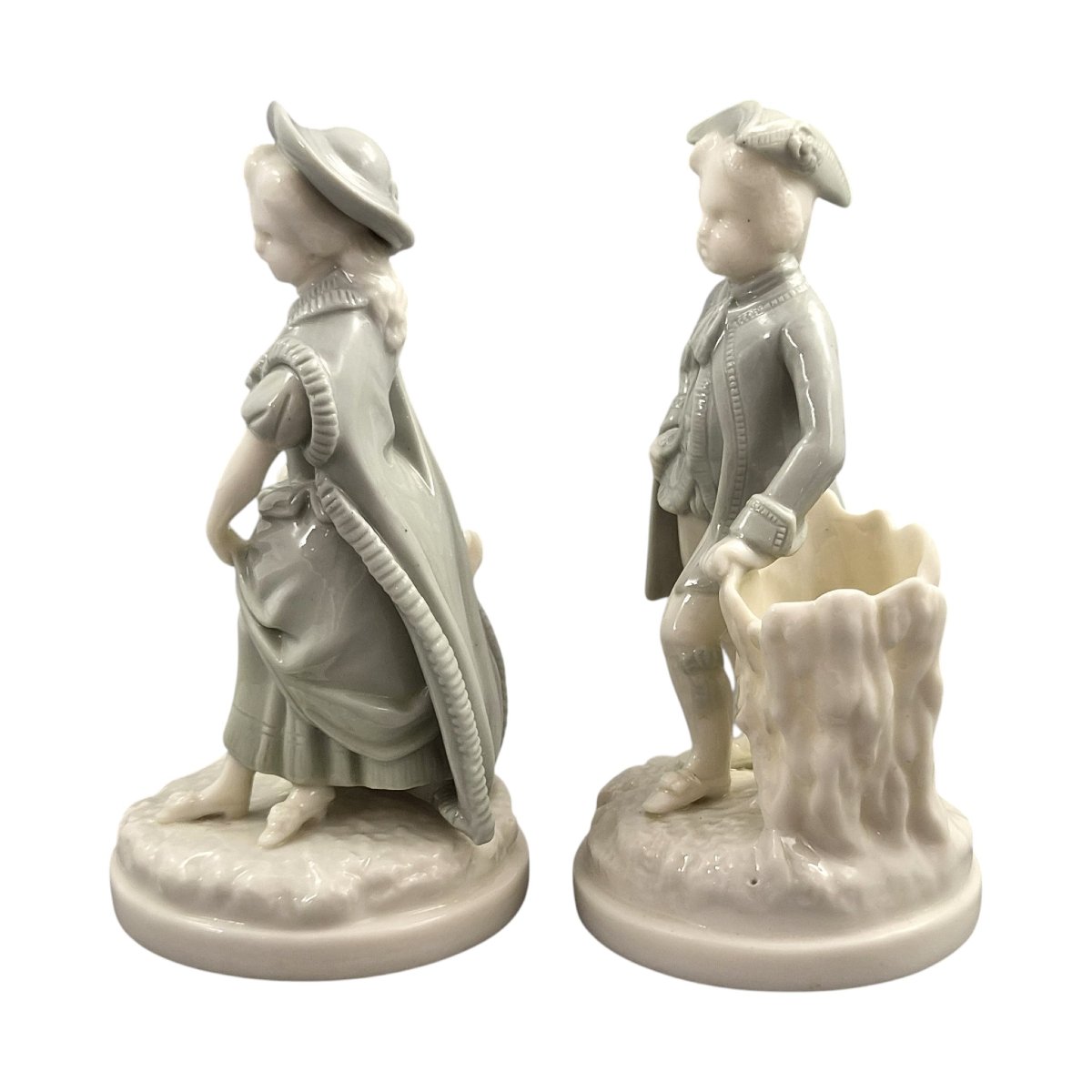 Royal Worcester Pair Of Sage Green Figural Salts, 1882-photo-2