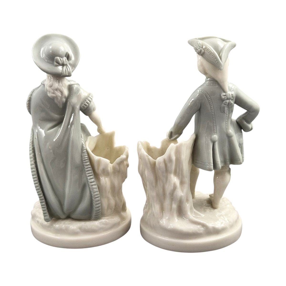 Royal Worcester Pair Of Sage Green Figural Salts, 1882-photo-3
