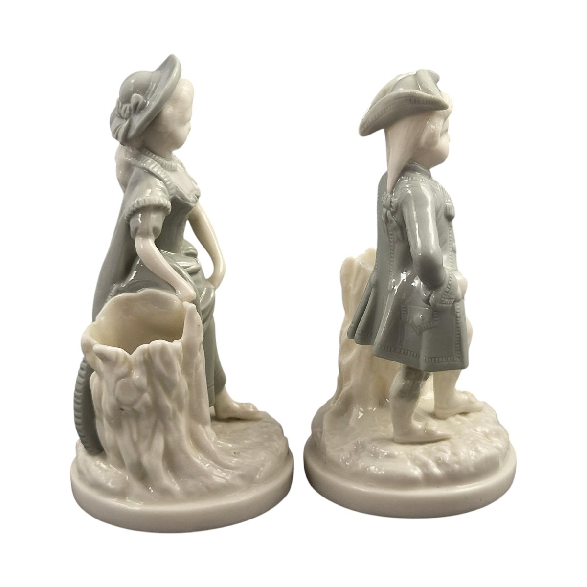 Royal Worcester Pair Of Sage Green Figural Salts, 1882-photo-4