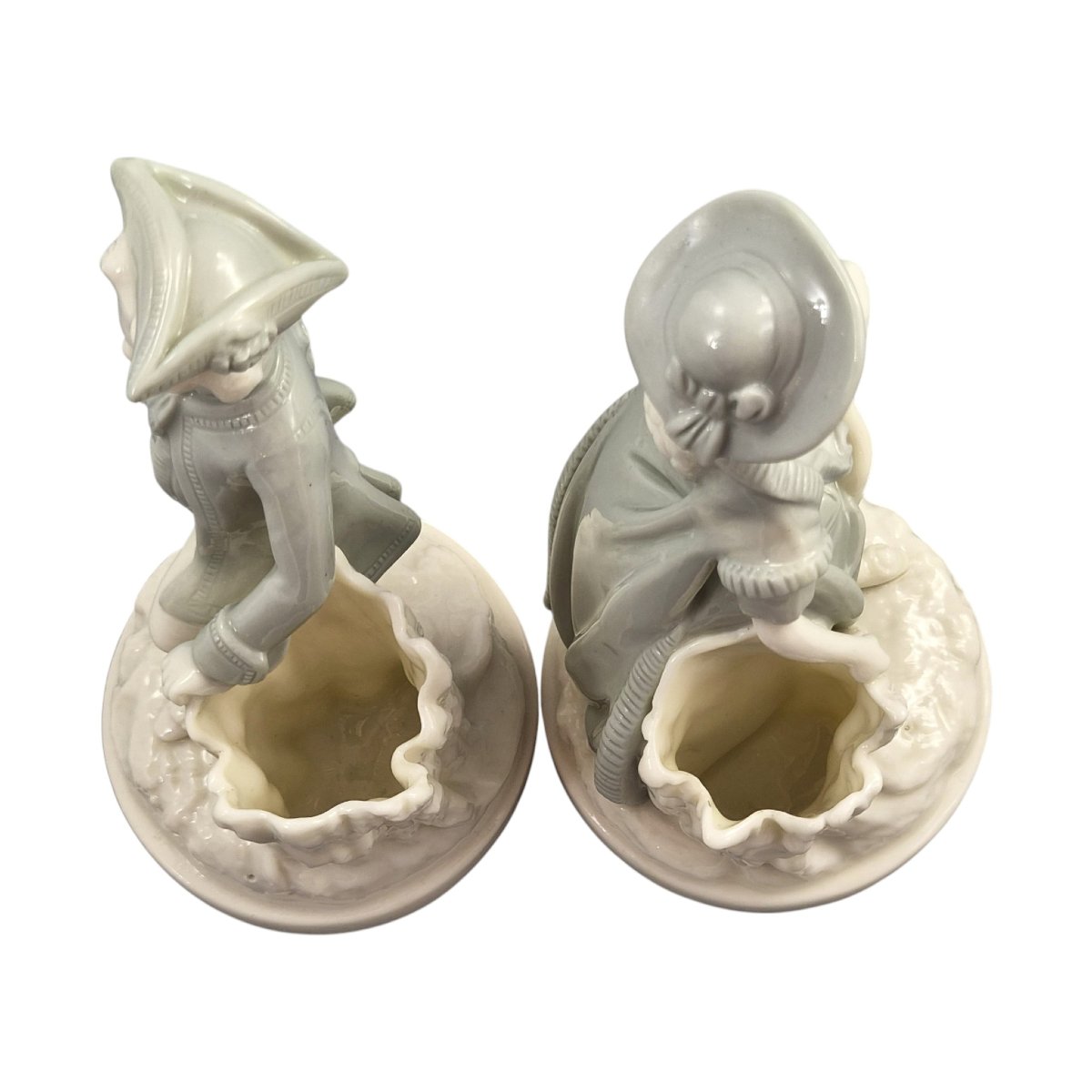 Royal Worcester Pair Of Sage Green Figural Salts, 1882-photo-1
