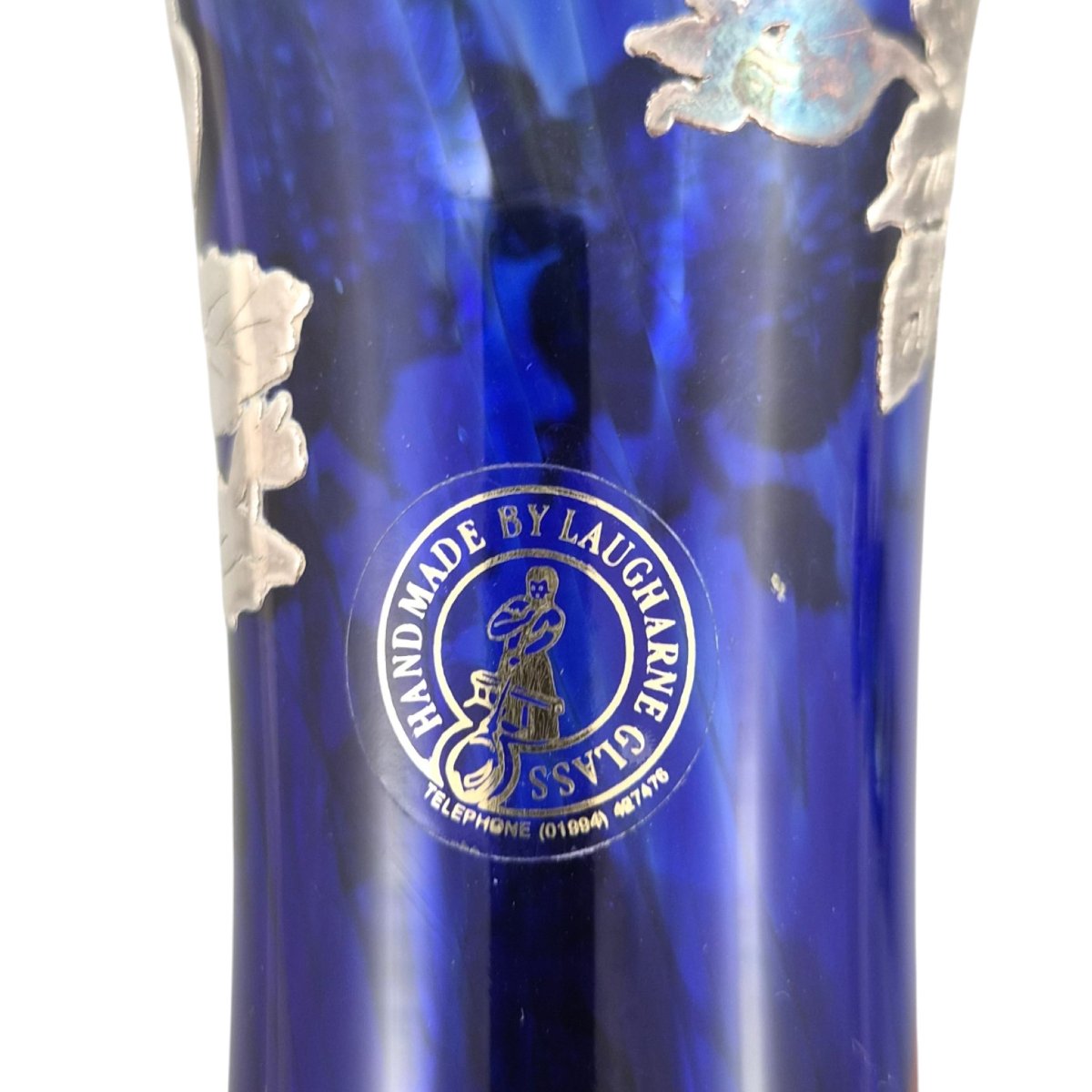 Ensemble verre bleu cobalt et argent sterling, Laugharne Glass, Pays de Galles, v. 1980-photo-2