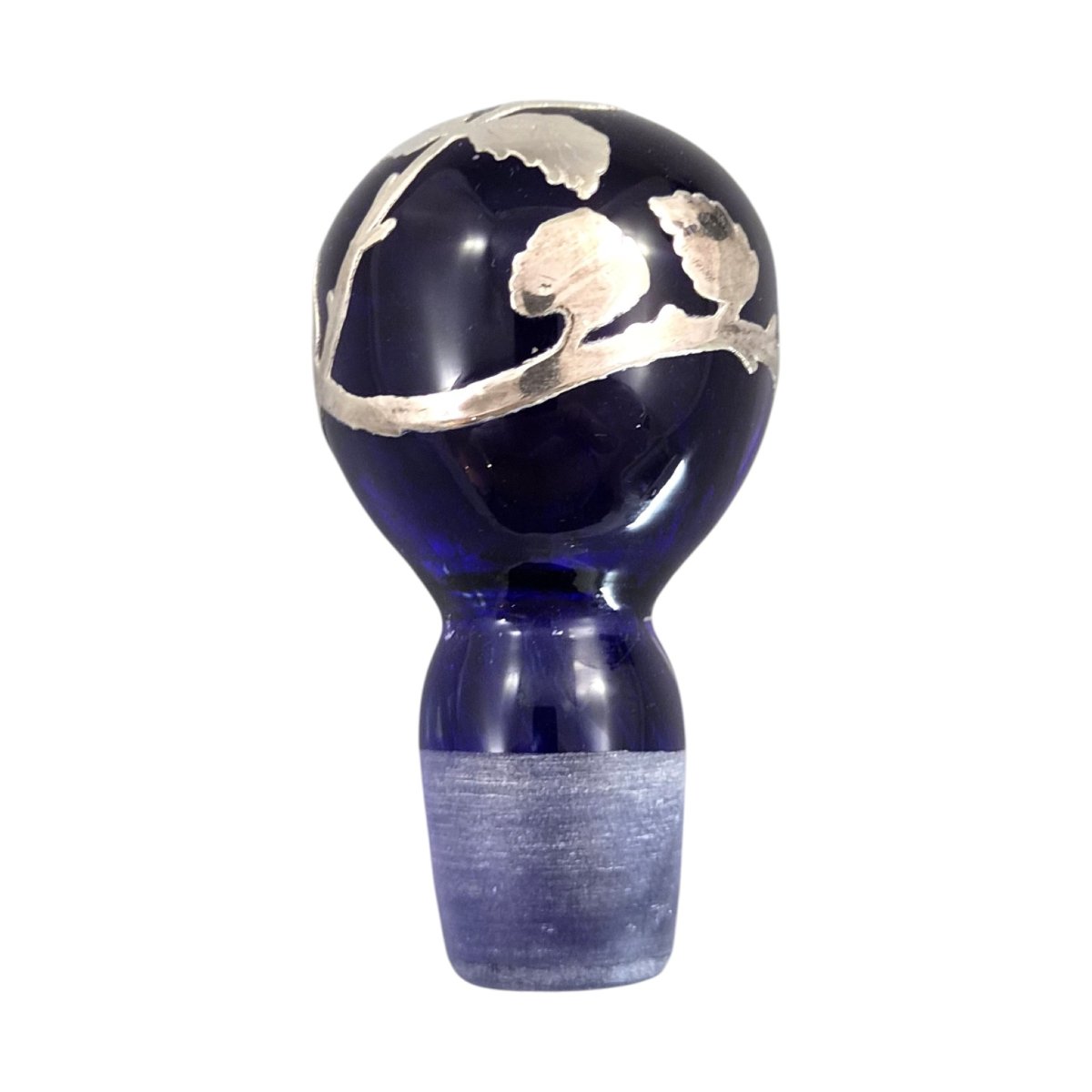 Ensemble verre bleu cobalt et argent sterling, Laugharne Glass, Pays de Galles, v. 1980-photo-4