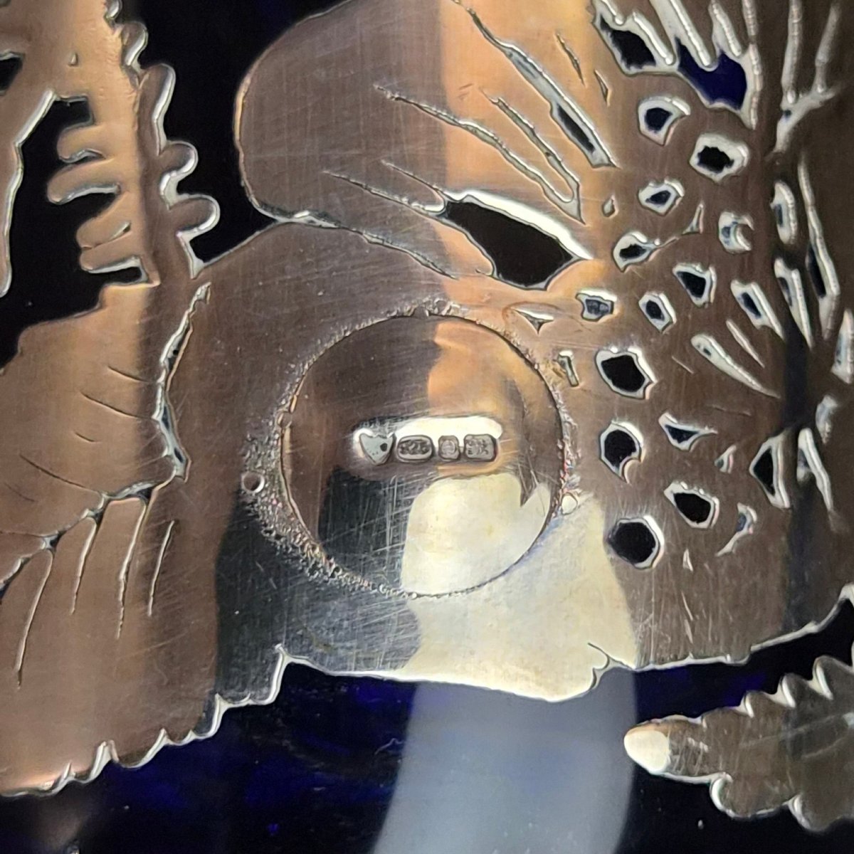 Ensemble verre bleu cobalt et argent sterling, Laugharne Glass, Pays de Galles, v. 1980-photo-8
