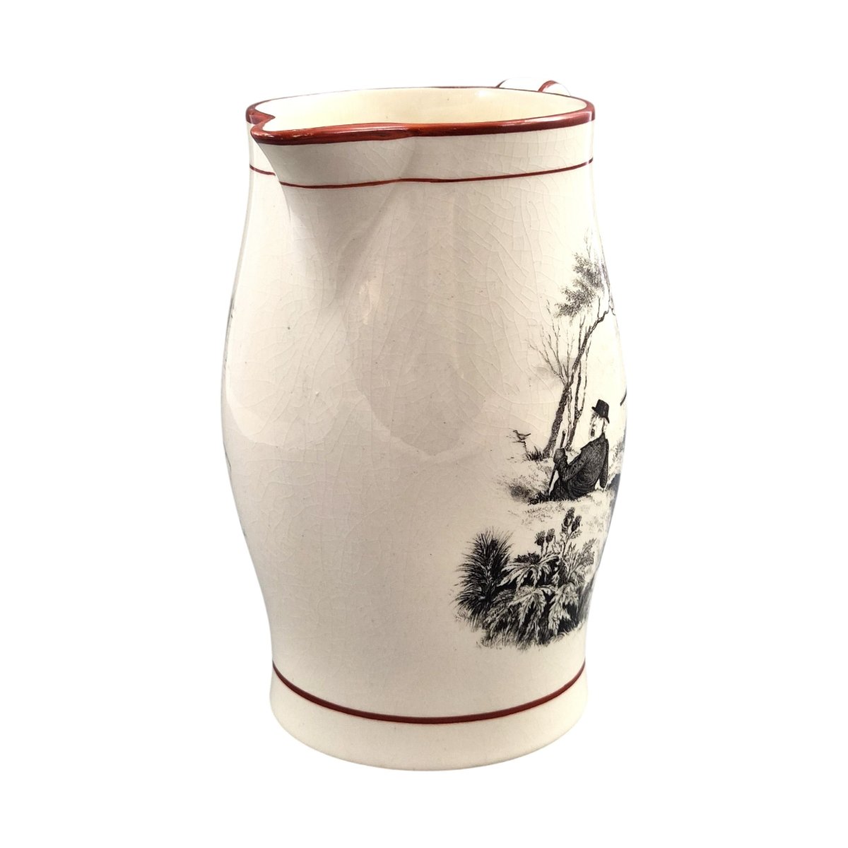 Grand Pichet Géorgien en Creamware Anglais à Décor Imprimé, Staffordshire, v.1800-1810-photo-2