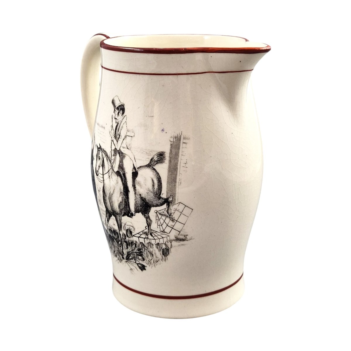 Grand Pichet Géorgien en Creamware Anglais à Décor Imprimé, Staffordshire, v.1800-1810-photo-3