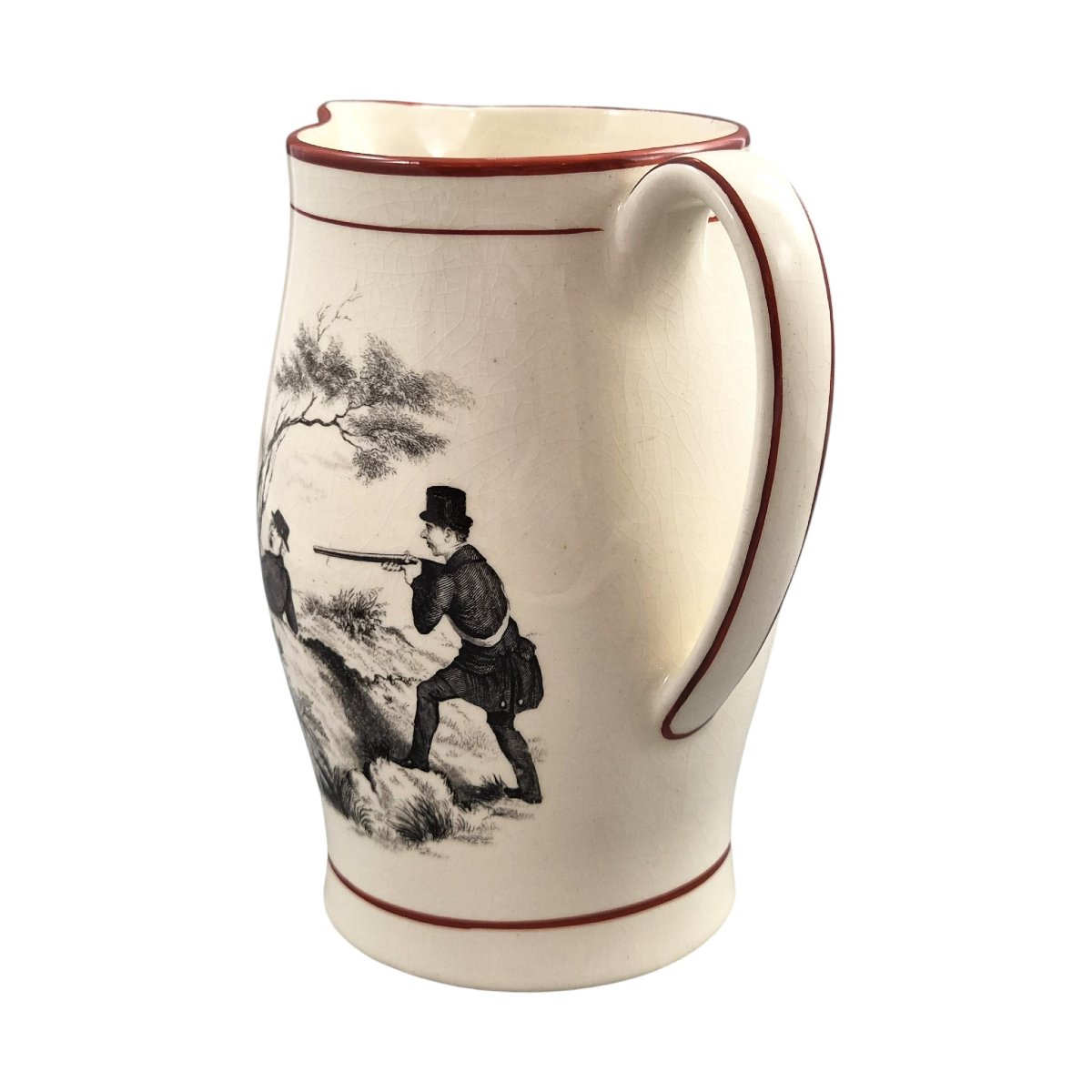 Grand Pichet Géorgien en Creamware Anglais à Décor Imprimé, Staffordshire, v.1800-1810-photo-2