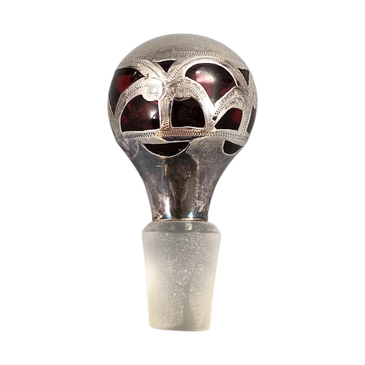 Ensemble de toilette Laugharne Glass en verre rubis avec application en argent sterling poinçon-photo-2