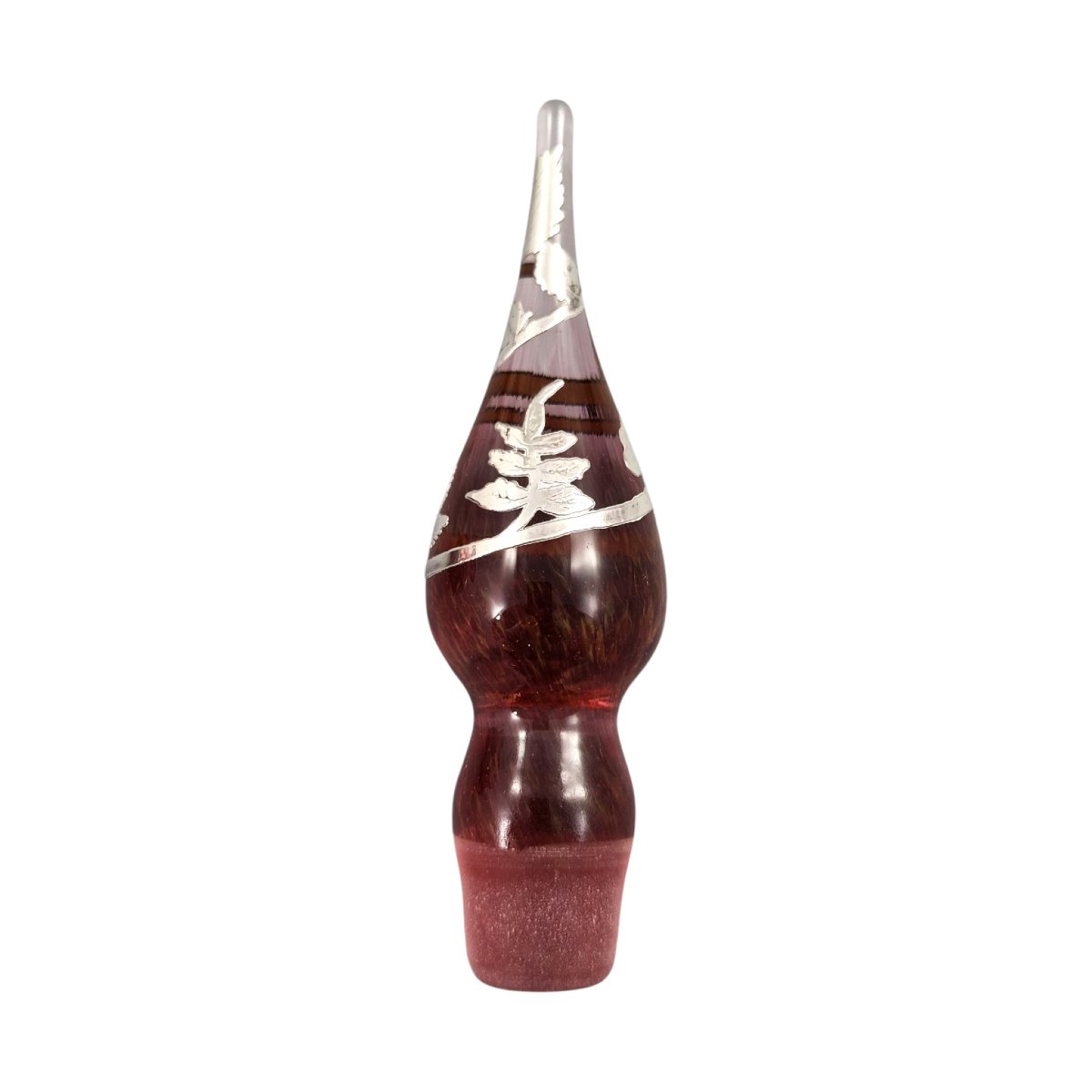 Ensemble de toilette Laugharne Glass en verre rubis avec application en argent sterling poinçon-photo-4