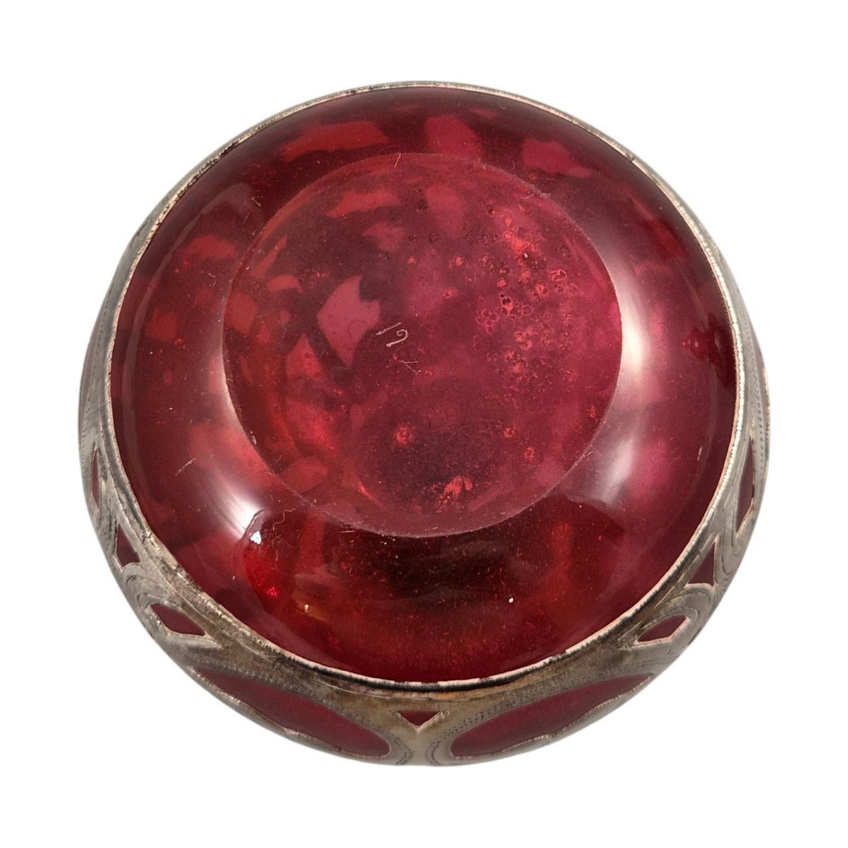 Ensemble de toilette Laugharne Glass en verre rubis avec application en argent sterling poinçon-photo-6