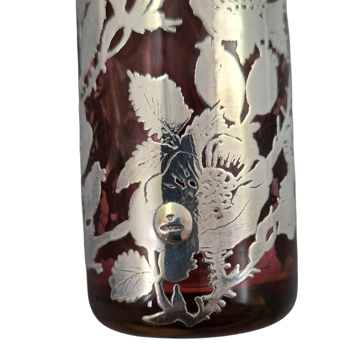 Ensemble de toilette Laugharne Glass en verre rubis avec application en argent sterling poinçon-photo-7