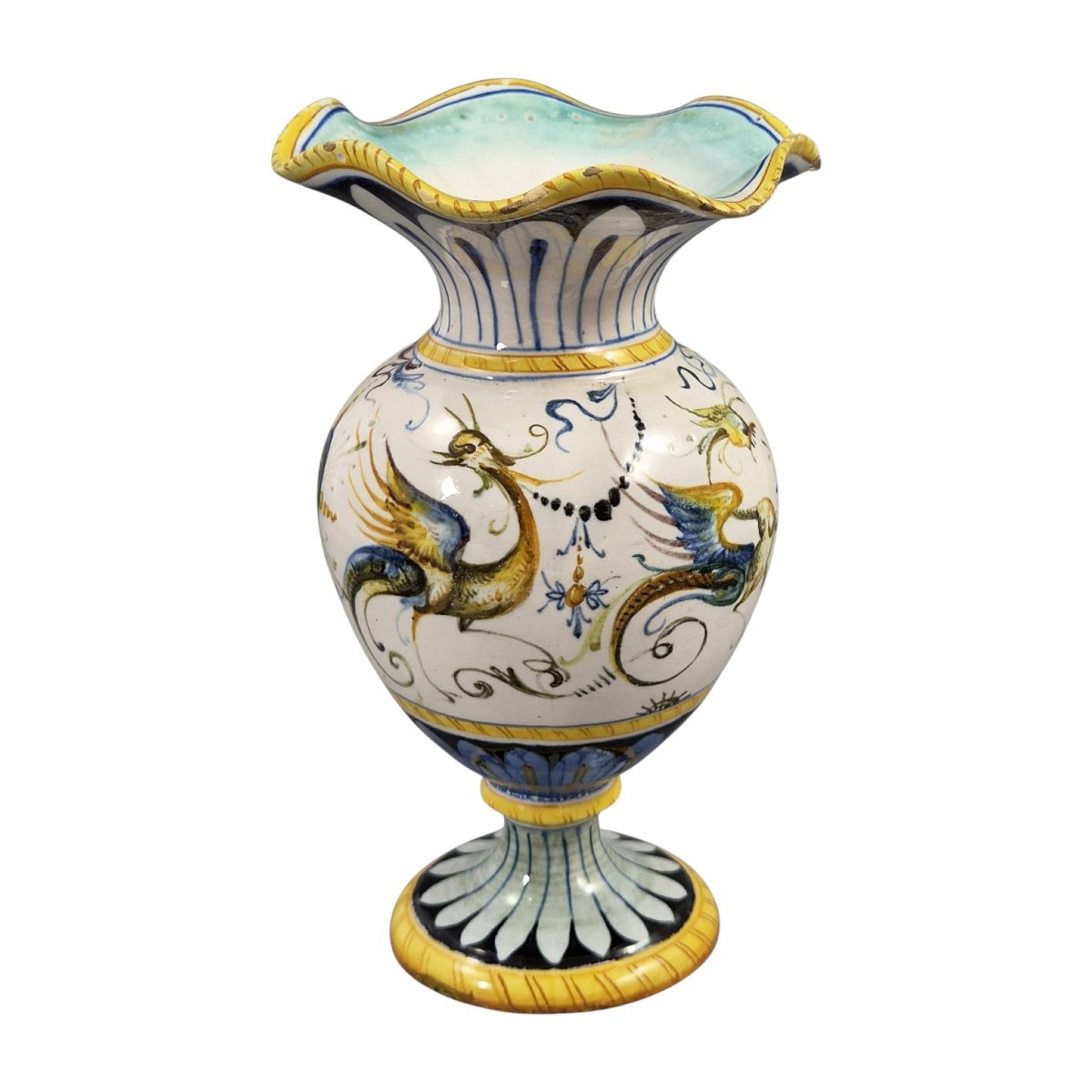 Cantagalli, Paire d'aiguière et vase en majolique de style Renaissance, Florence, vers 1890-photo-4