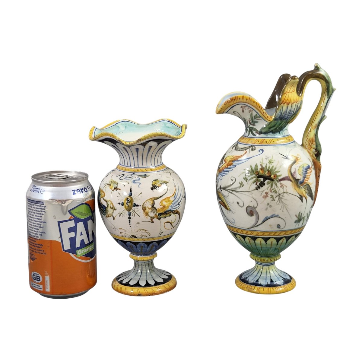 Cantagalli, Paire d'aiguière et vase en majolique de style Renaissance, Florence, vers 1890-photo-8