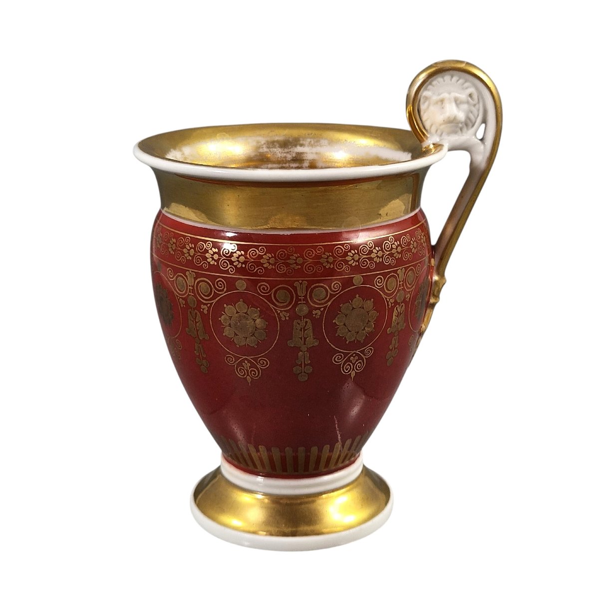 Empire-style "vieux Paris" Cup And Saucer With Lion Mask, Circa 1820-photo-2