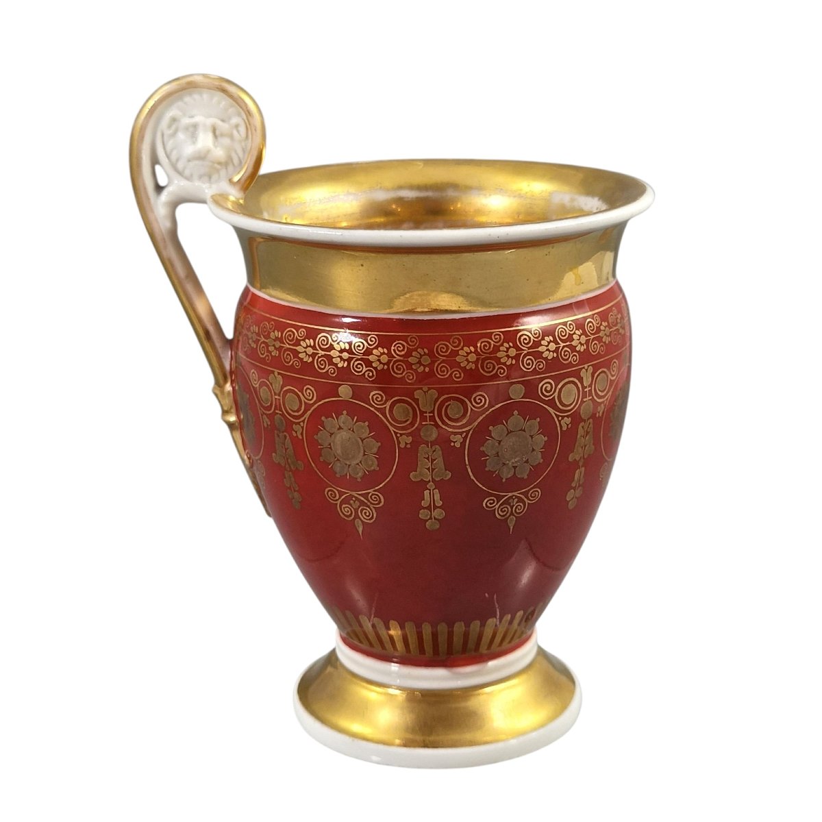 Empire-style "vieux Paris" Cup And Saucer With Lion Mask, Circa 1820-photo-4