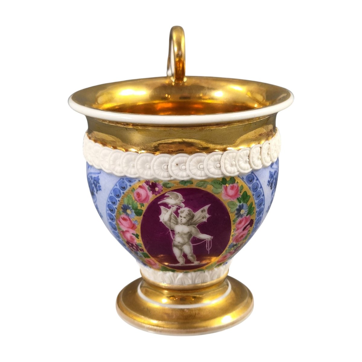 Tasse litron et soucoupe en porcelaine de Vieux Paris à tête de lion, vers 1820-photo-3