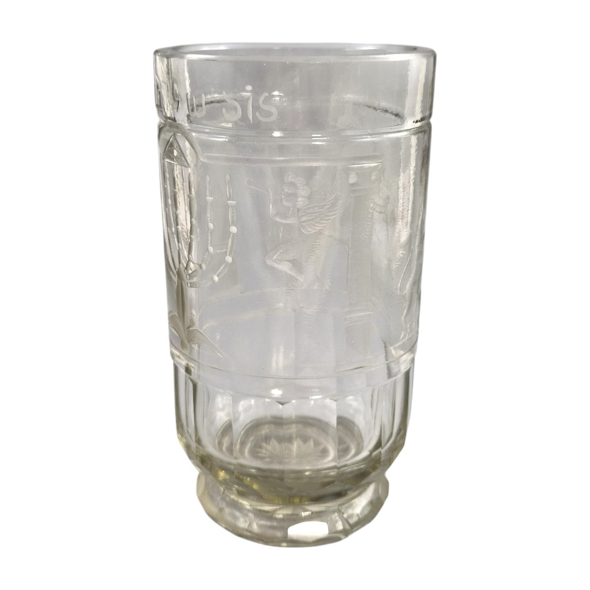 Monumental Bohemian Jewish Masonic Engraved Glass Beaker, Circa 1850, Museum Quality-photo-2