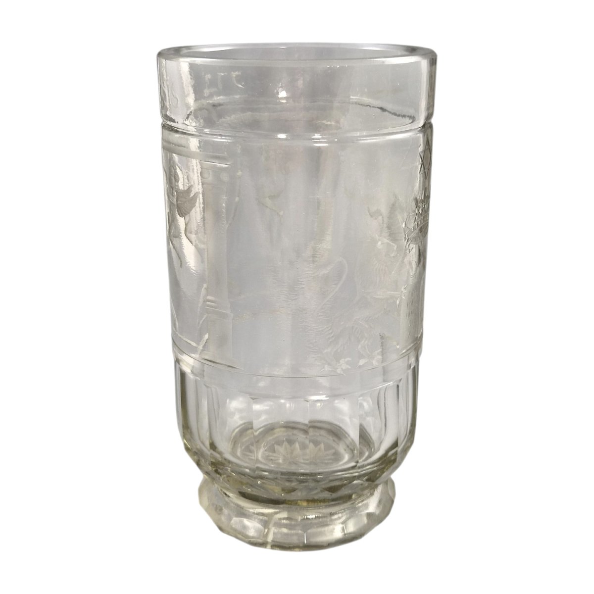 Monumental Bohemian Jewish Masonic Engraved Glass Beaker, Circa 1850, Museum Quality-photo-3