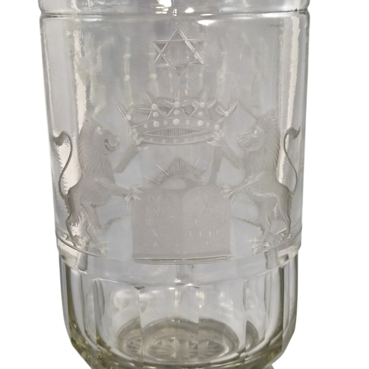 Monumental Bohemian Jewish Masonic Engraved Glass Beaker, Circa 1850, Museum Quality-photo-2