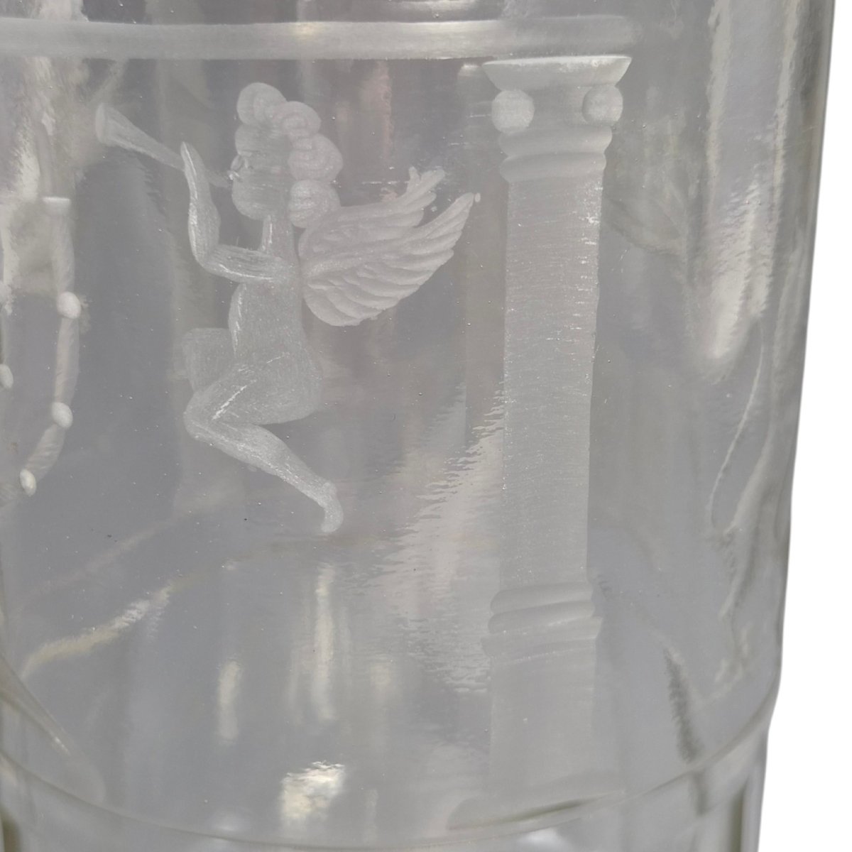 Monumental Bohemian Jewish Masonic Engraved Glass Beaker, Circa 1850, Museum Quality-photo-4
