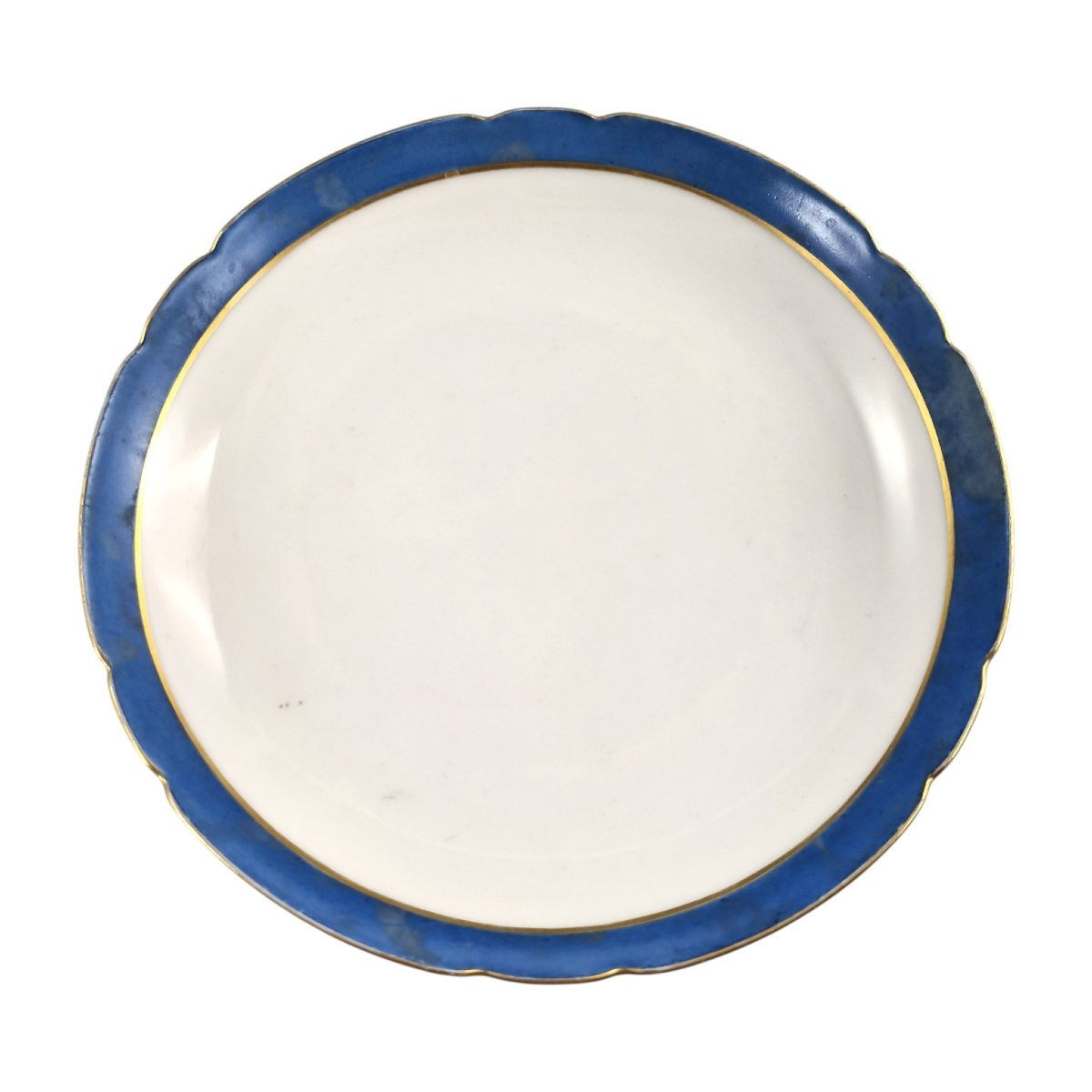 Unique 1835 Sèvres Blue Porcelain Pedestal Tazza With Montlhéry And Mont-blanc Views-photo-4