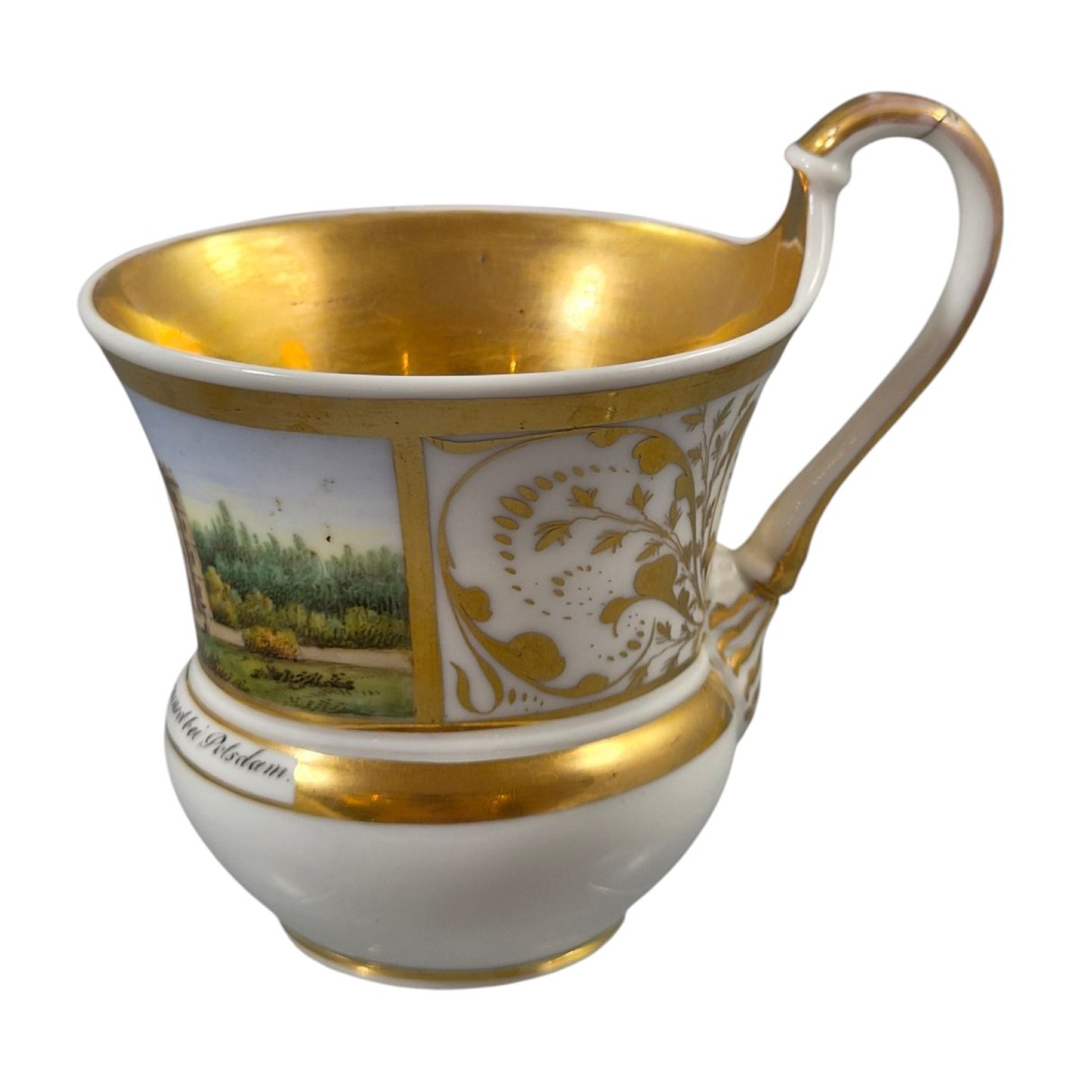 KPM Berlin, Tasse de cabinet en porcelaine à vue de la Pfaueninsel, vers 1840-photo-3