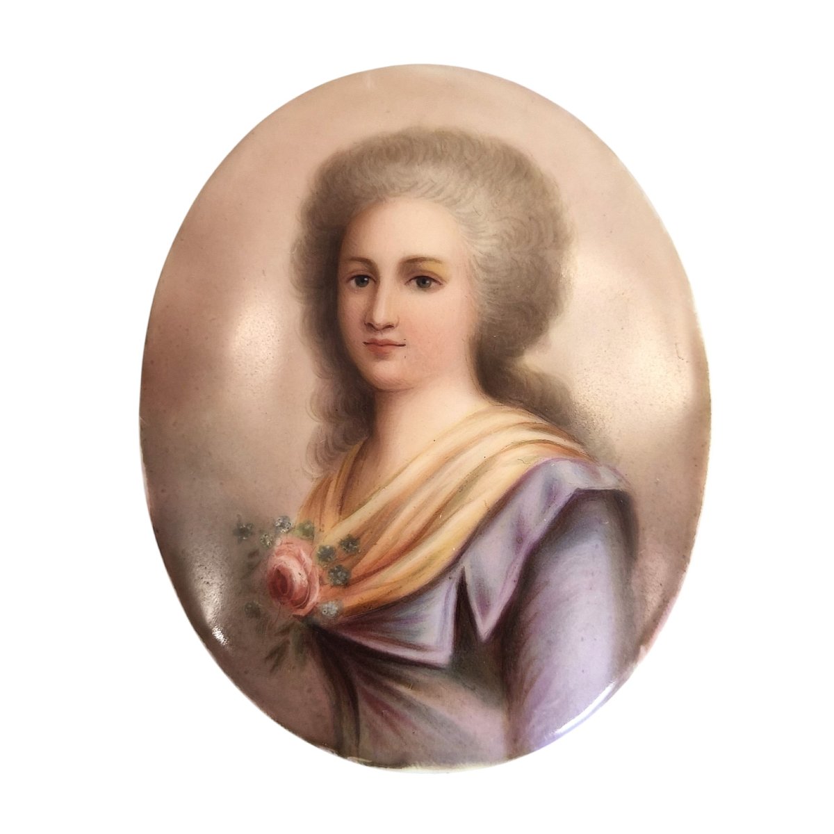 Miniature sur porcelaine de Madame Élisabeth, Restauration française, vers 1825-photo-2