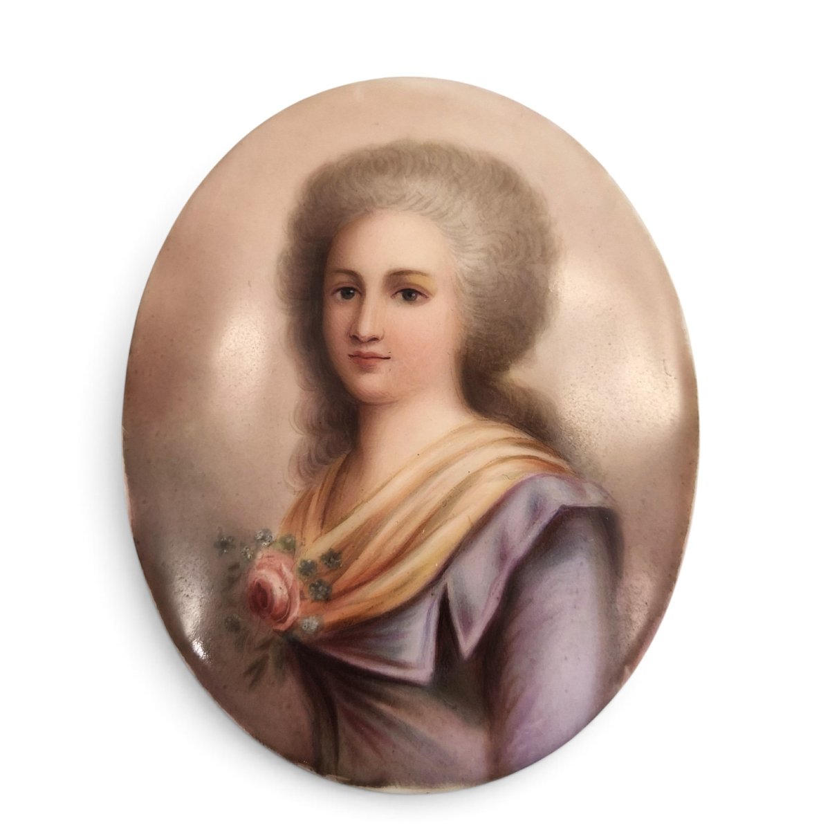 Miniature sur porcelaine de Madame Élisabeth, Restauration française, vers 1825