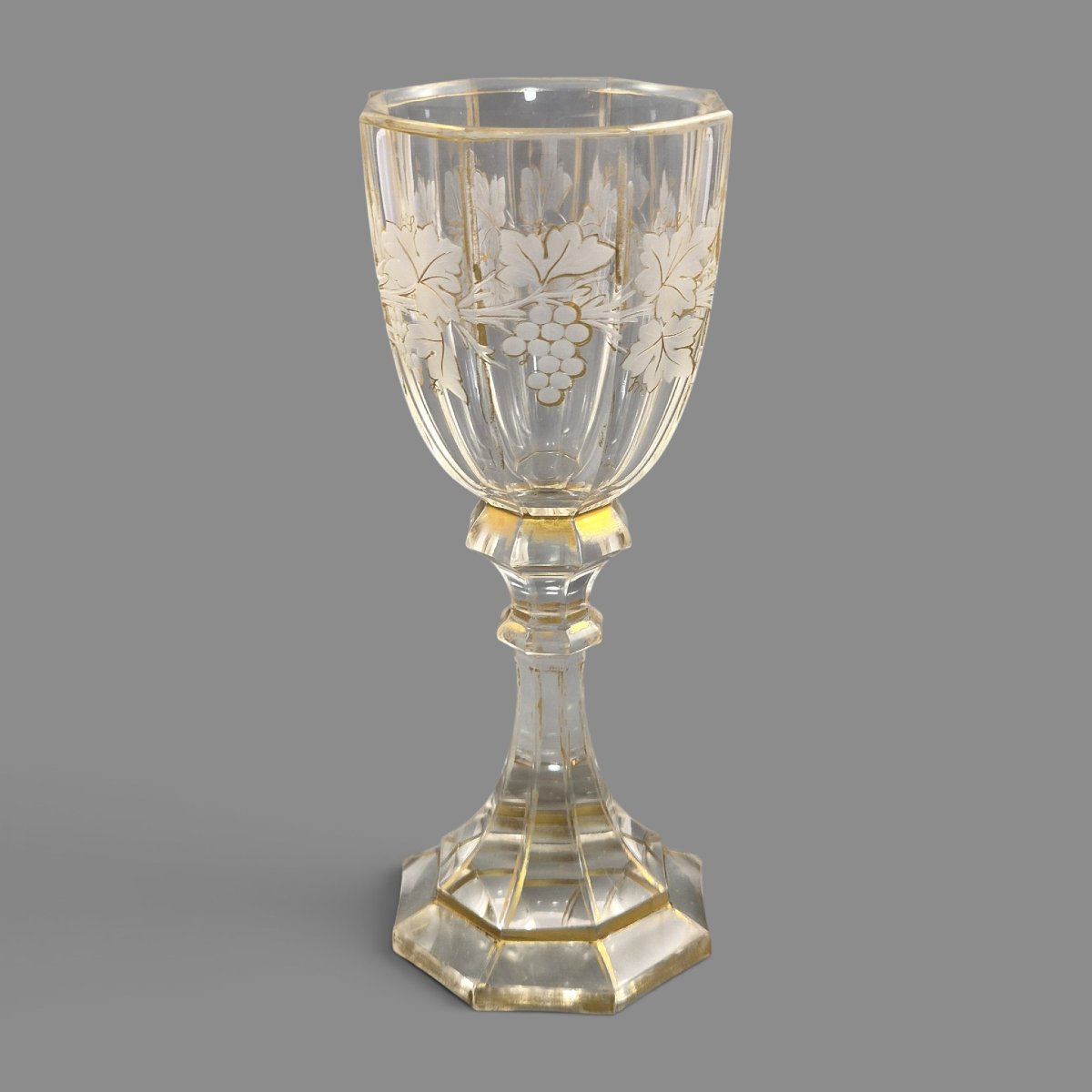 Moser Bohemian Engraved Crystal Römer Goblet With Gilding, C.1860-1875-photo-2