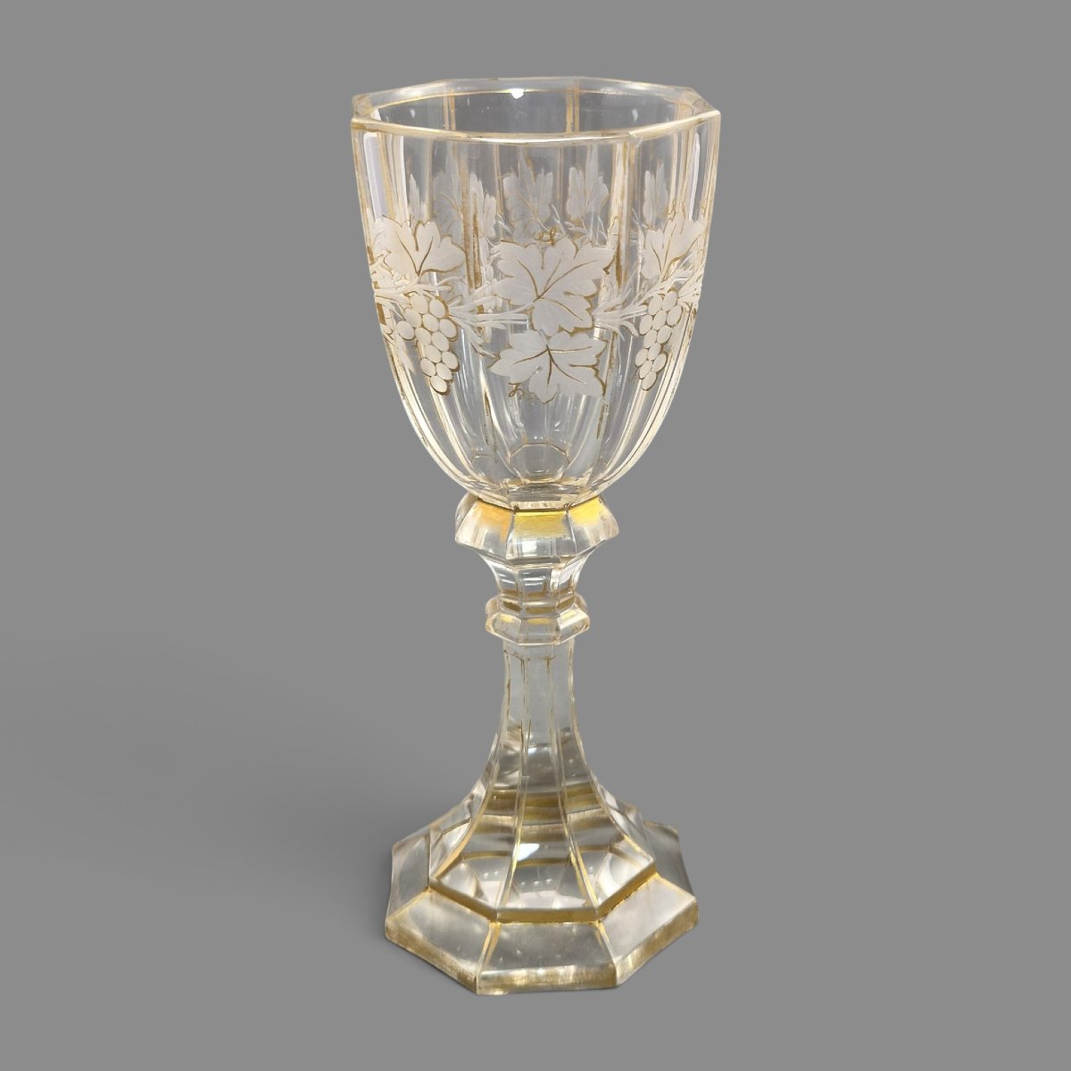 Moser Bohemian Engraved Crystal Römer Goblet With Gilding, C.1860-1875-photo-3
