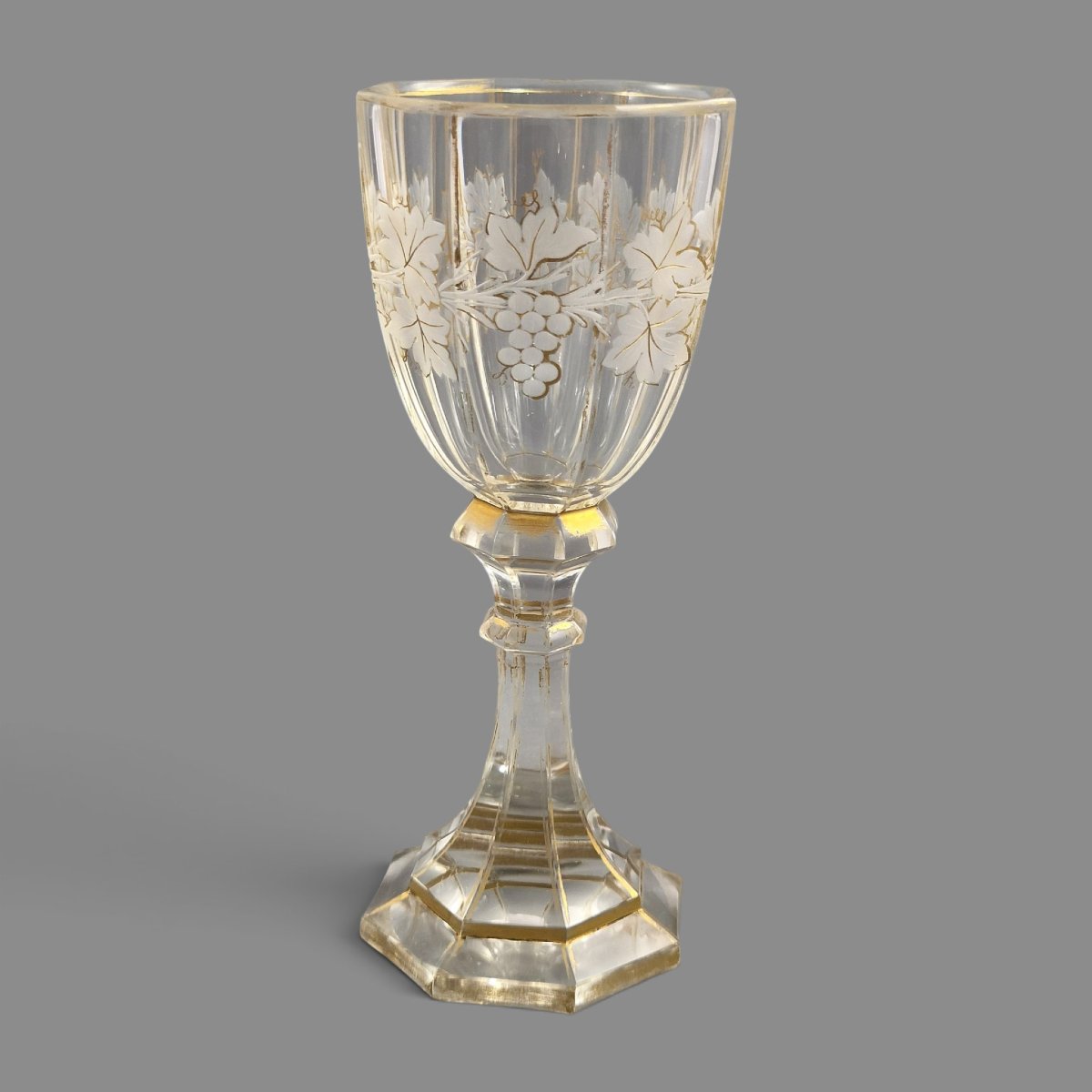 Moser Bohemian Engraved Crystal Römer Goblet With Gilding, C.1860-1875-photo-3