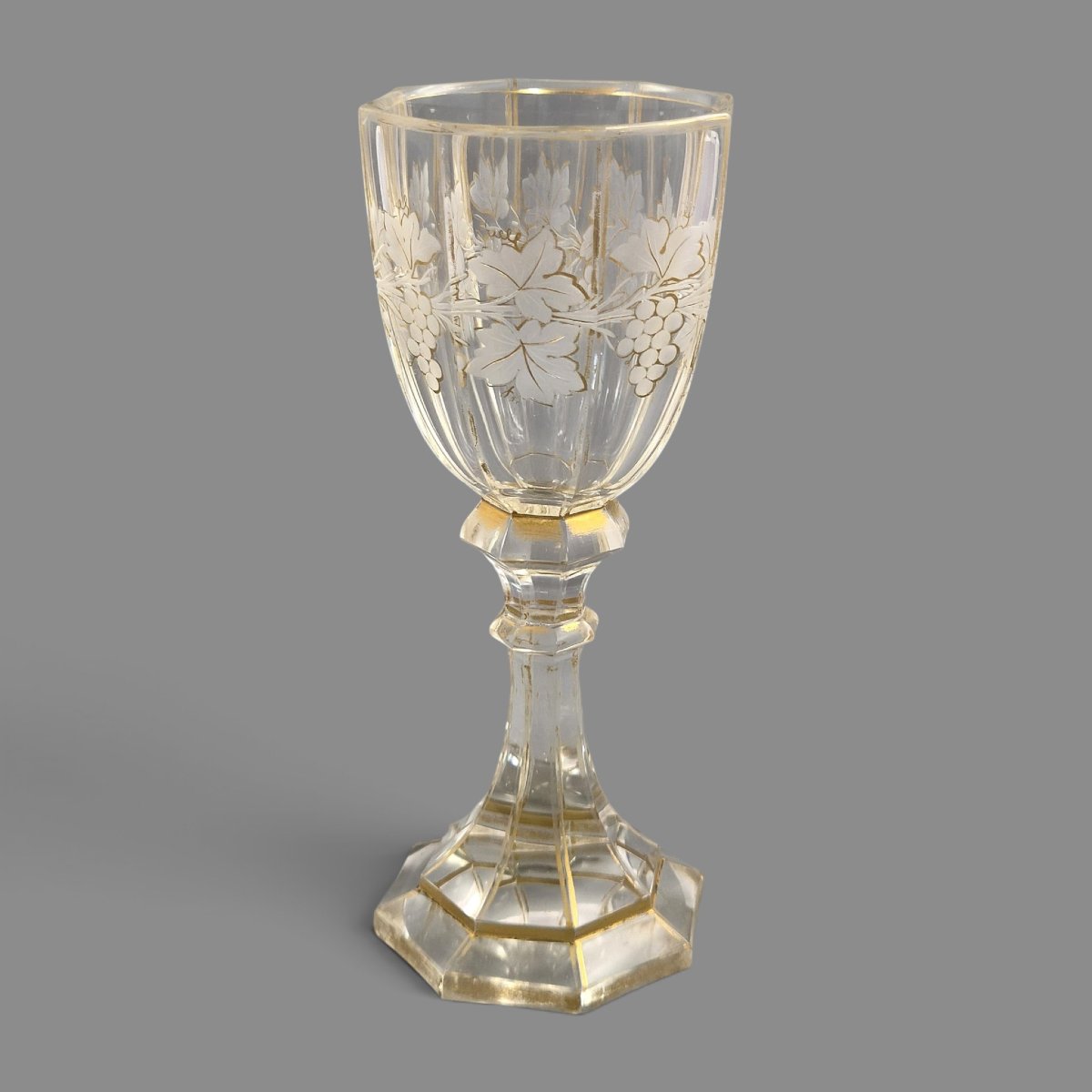 Moser Bohemian Engraved Crystal Römer Goblet With Gilding, C.1860-1875-photo-4
