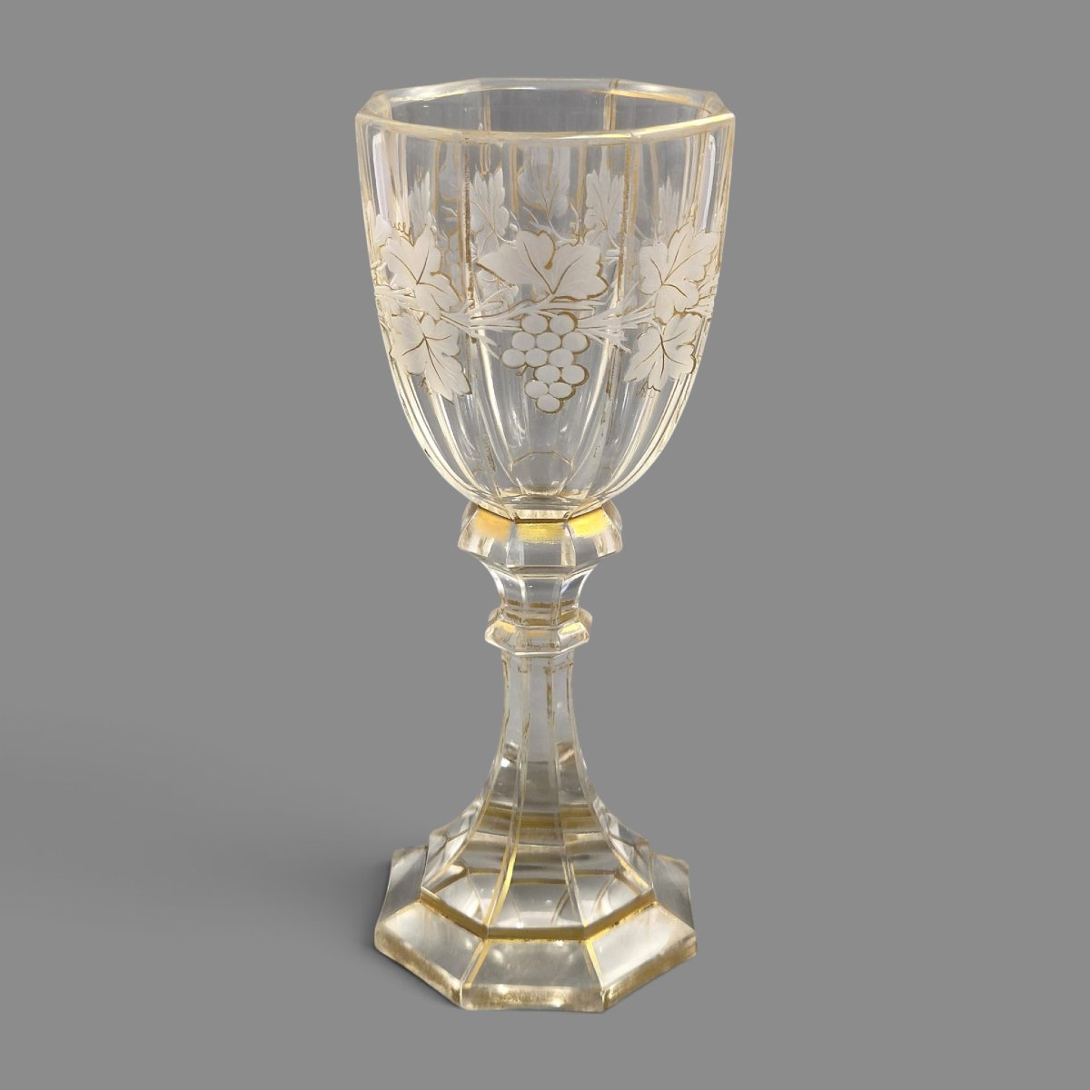 Moser Bohemian Engraved Crystal Römer Goblet With Gilding, C.1860-1875-photo-5