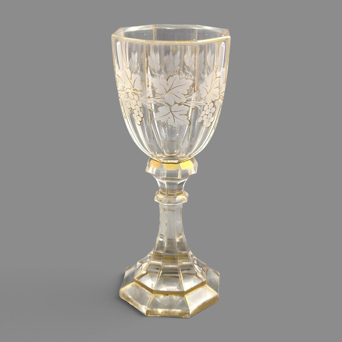 Moser Bohemian Engraved Crystal Römer Goblet With Gilding, C.1860-1875-photo-6