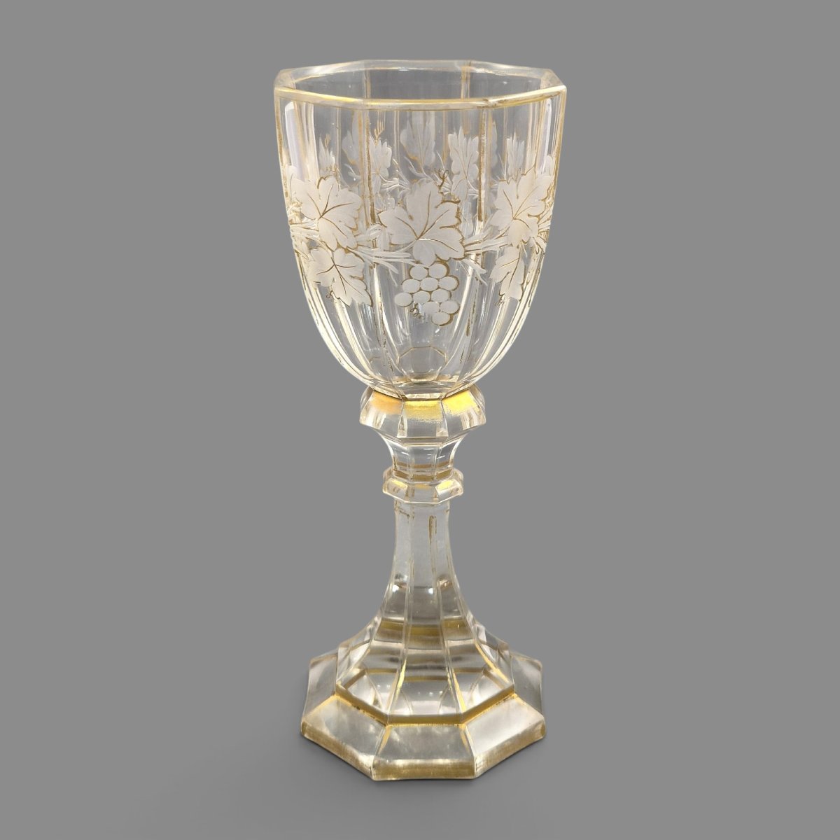 Moser Bohemian Engraved Crystal Römer Goblet With Gilding, C.1860-1875-photo-7