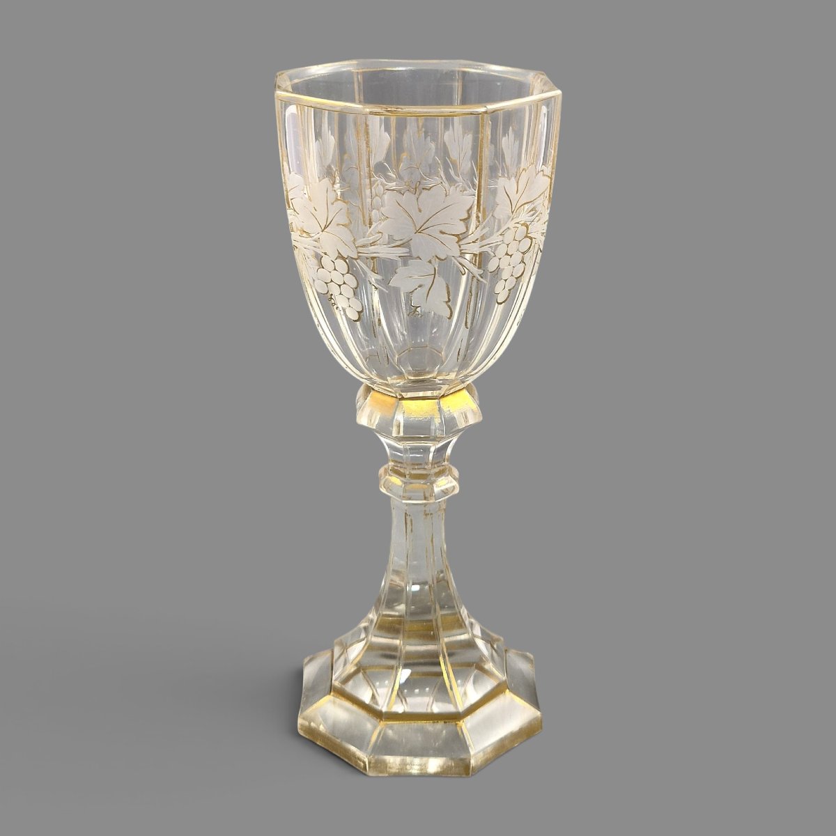 Moser Bohemian Engraved Crystal Römer Goblet With Gilding, C.1860-1875