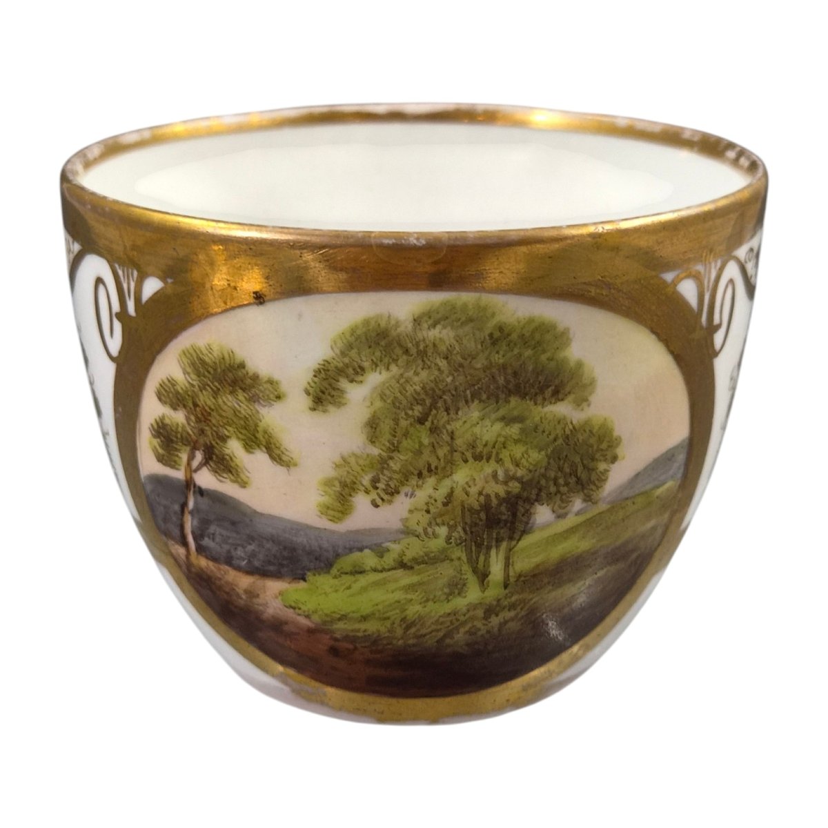 Kpm Berlin Biedermeier Cabinet Cup And Saucer With Painted Landscapes, C.1830-photo-2