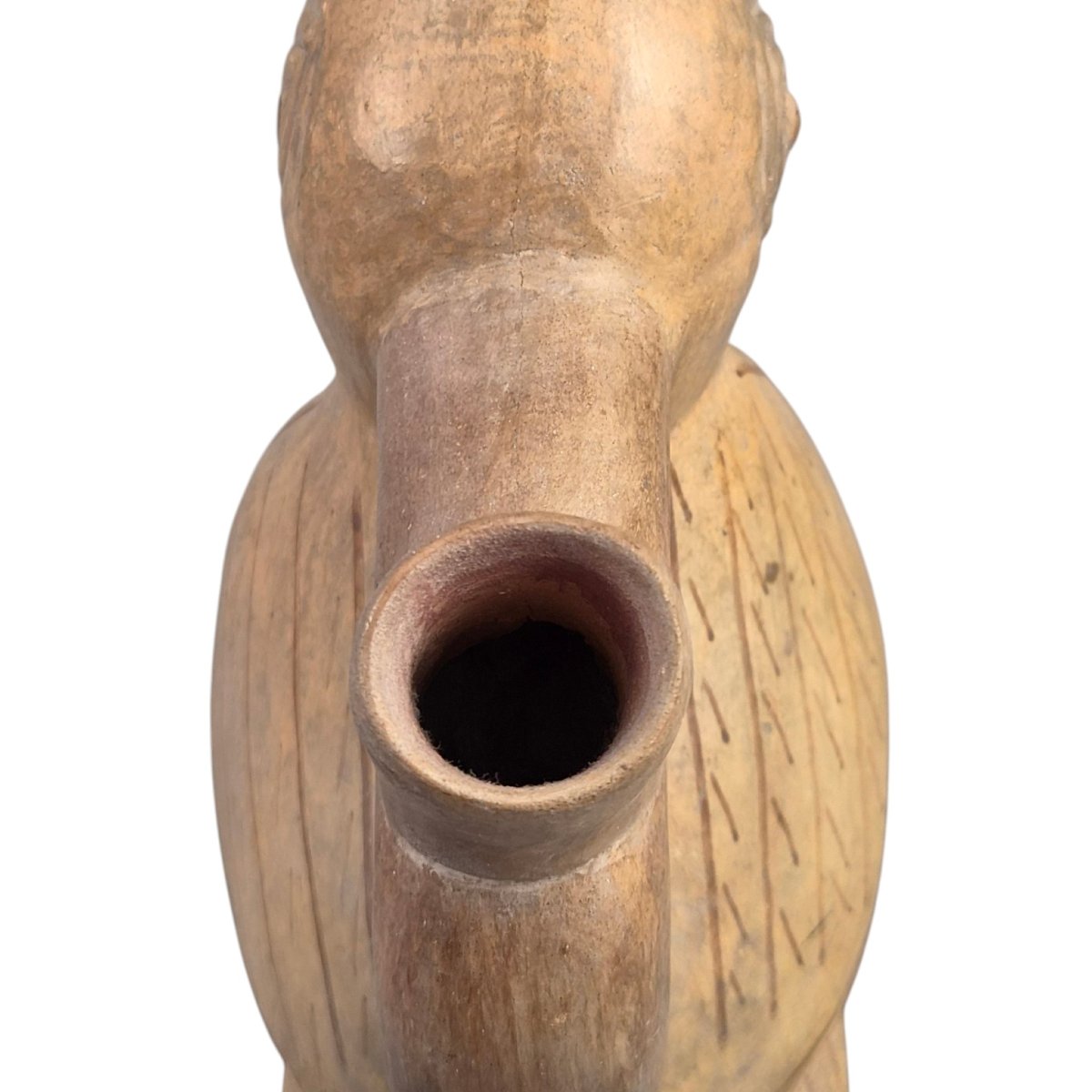 Ancien Vase Ornithomorphe en Terre Cuite Précolombienne-photo-4