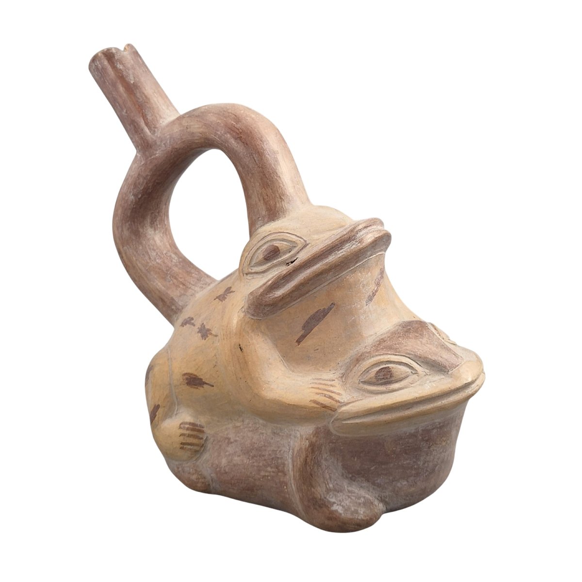 Vase en Terre Cuite Précolombienne Moche Grenouilles (1er millénaire)-photo-1