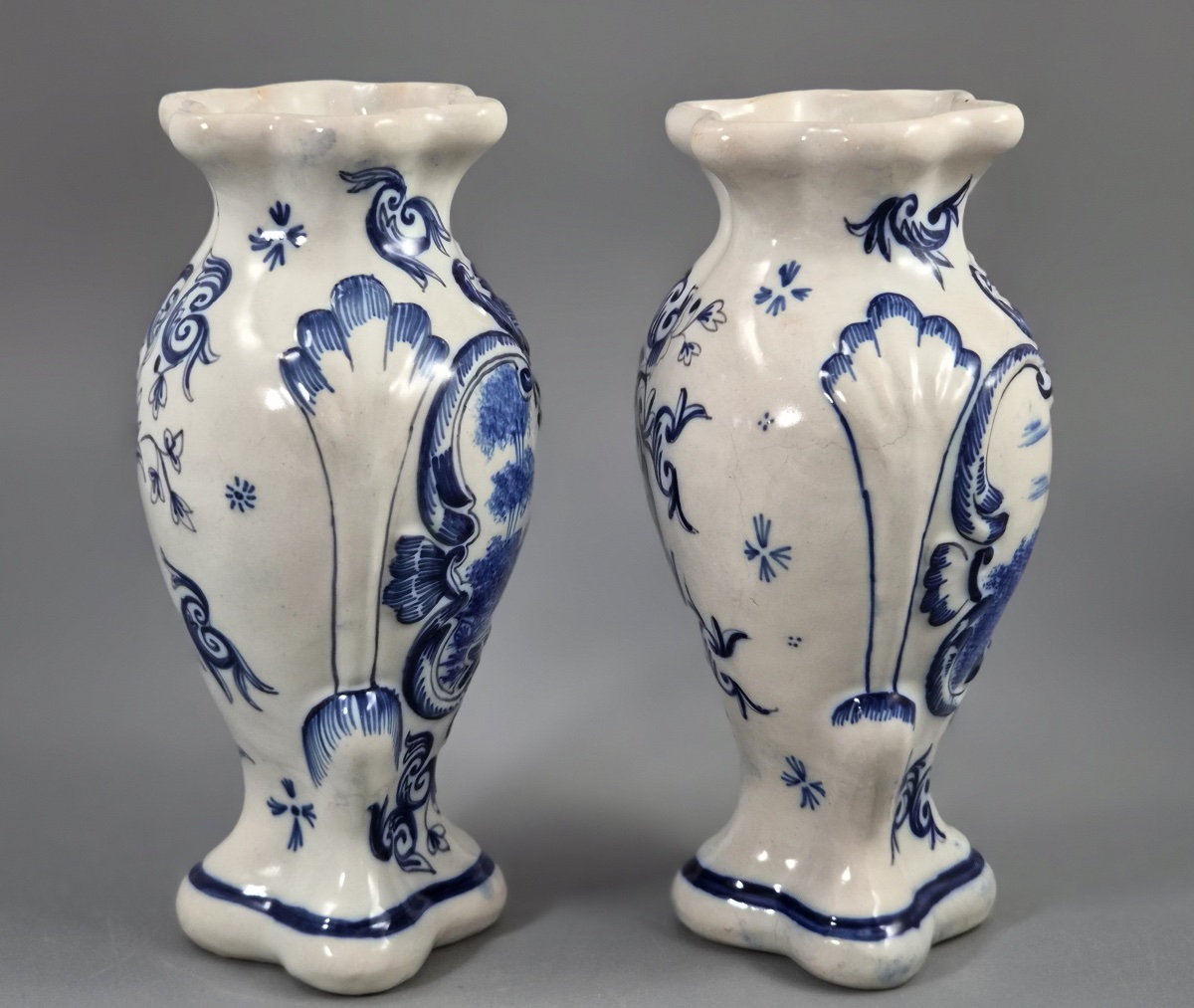 Pair Of Blue-and-white Desvres Earthenware Vases, Fourmaintraux-courquin, Circa 1880-photo-4