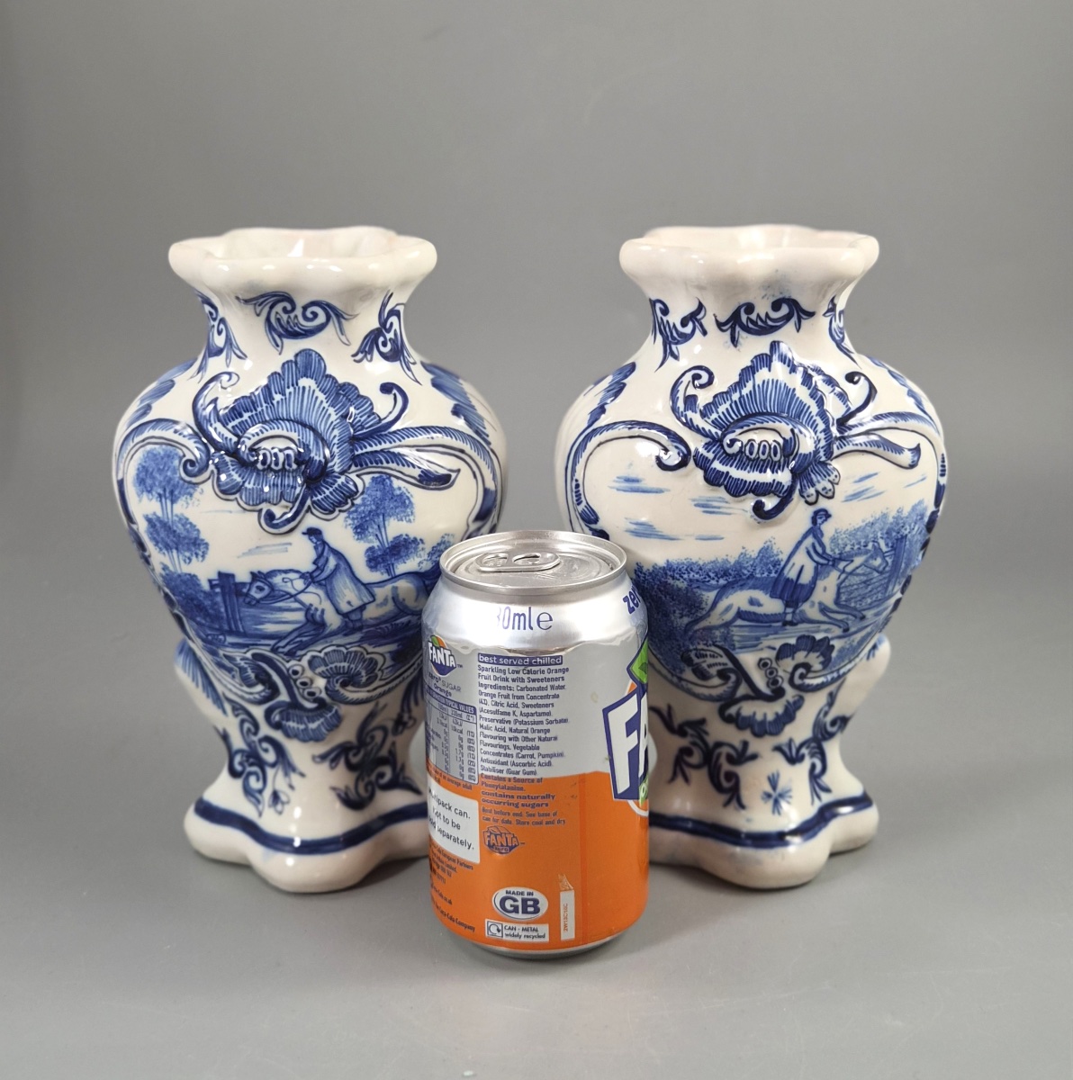 Pair Of Blue-and-white Desvres Earthenware Vases, Fourmaintraux-courquin, Circa 1880-photo-6