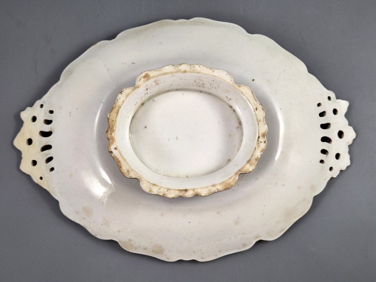 Antique English Fancy Birds Oval Dish, Attributed To Coalport, Cobalt Blue, C.1840-1850-photo-7