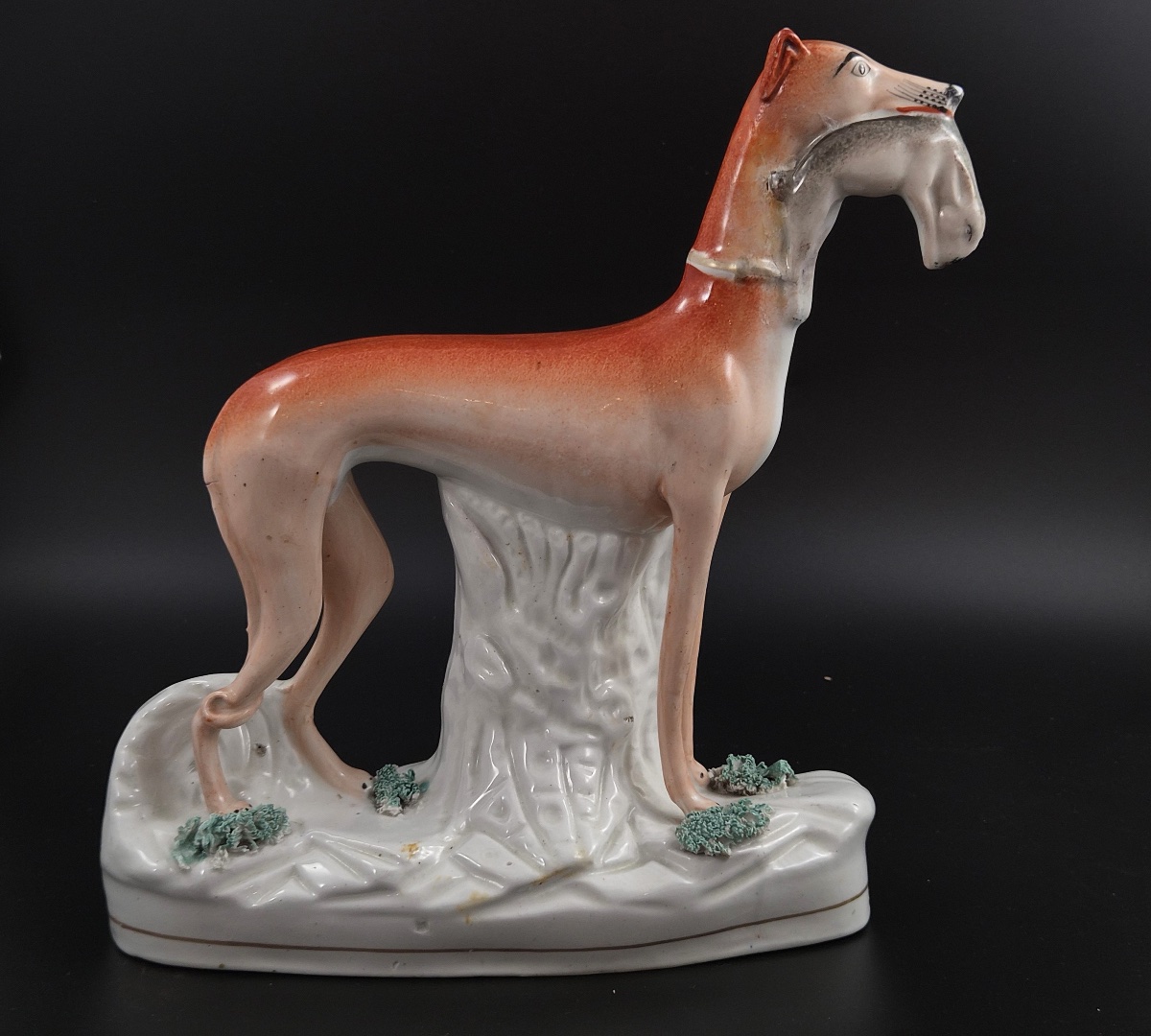 Paire de grands lévriers Staffordshire victoriens au lièvre, Angleterre, vers 1850-photo-6