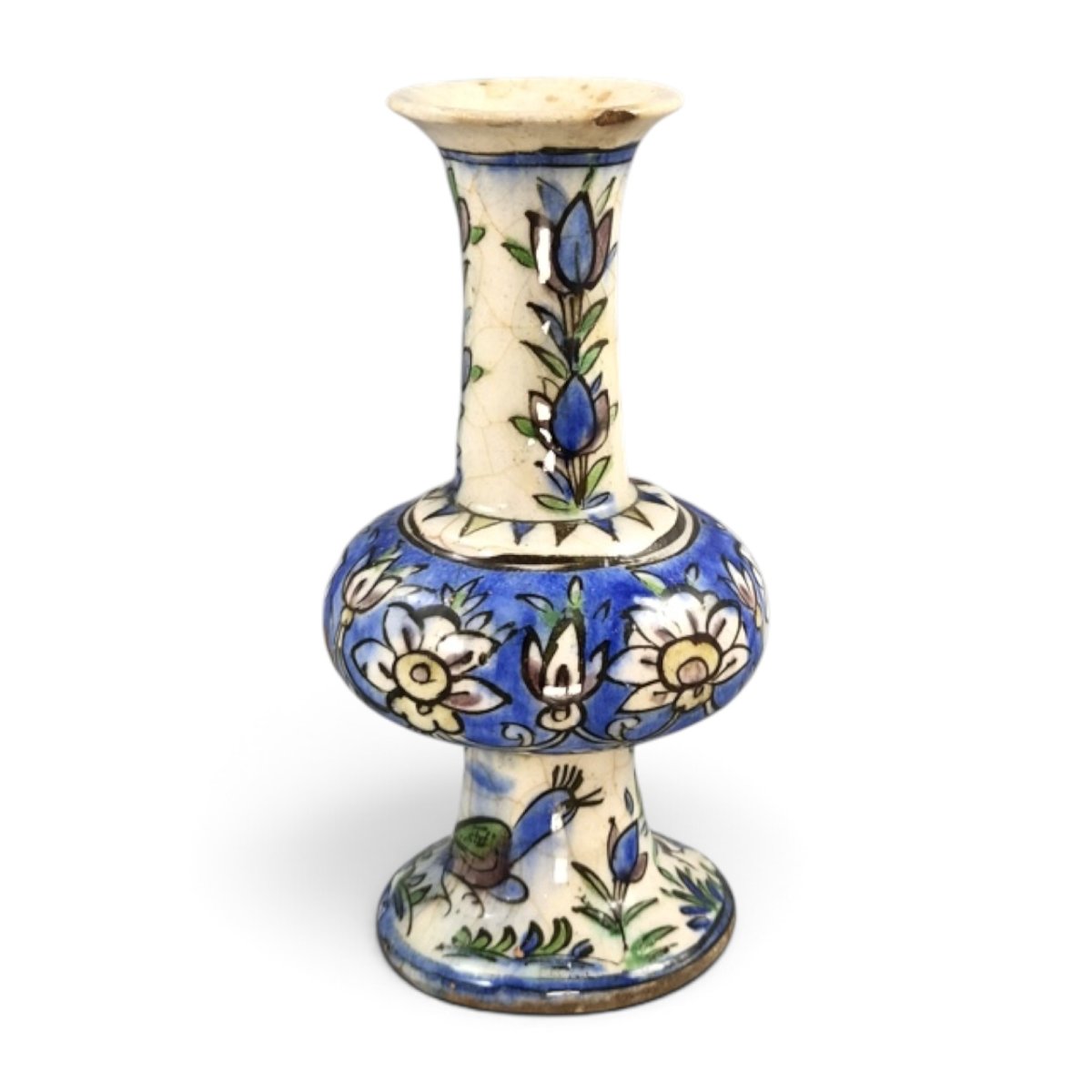 Vase iranien polychrome d'époque Qajar, fin XIXe–début XXe siècle-photo-3